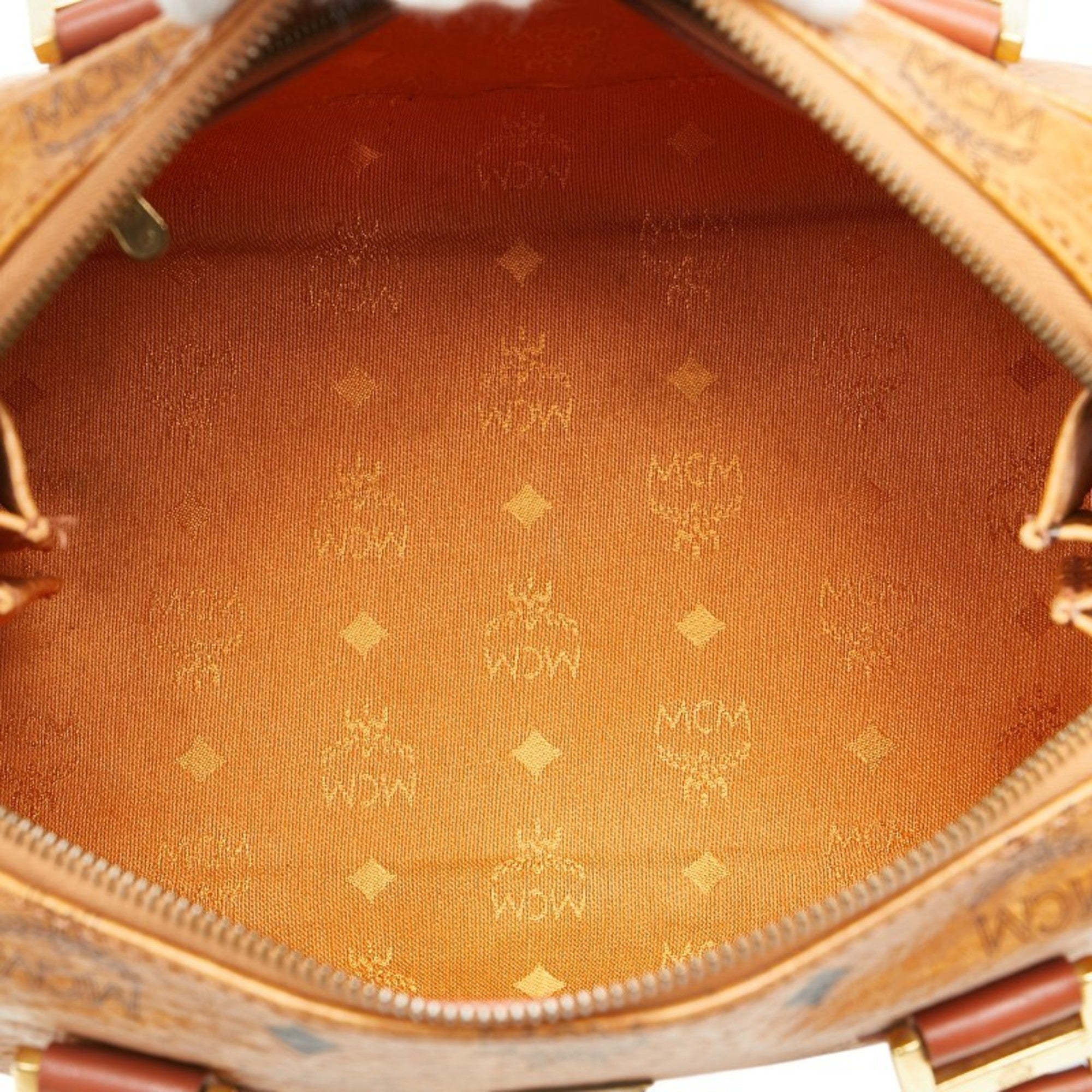Mcm Brown Leather Boston Bag Handbag (Pre-Owned)