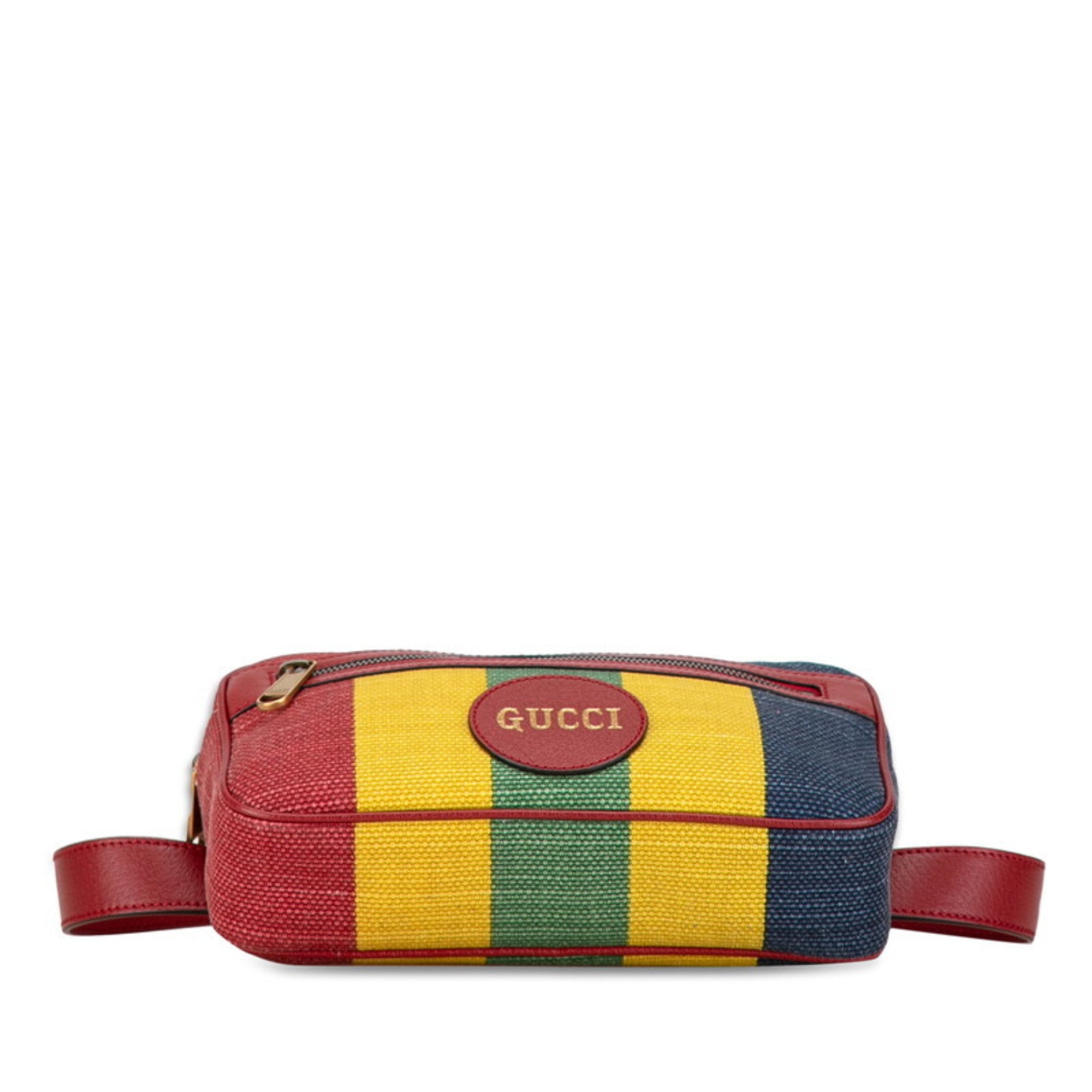 Gucci Multi-Color Red Color Canvas Leather Fanny Pack Pochette Sling Bag (Pre-Owned)