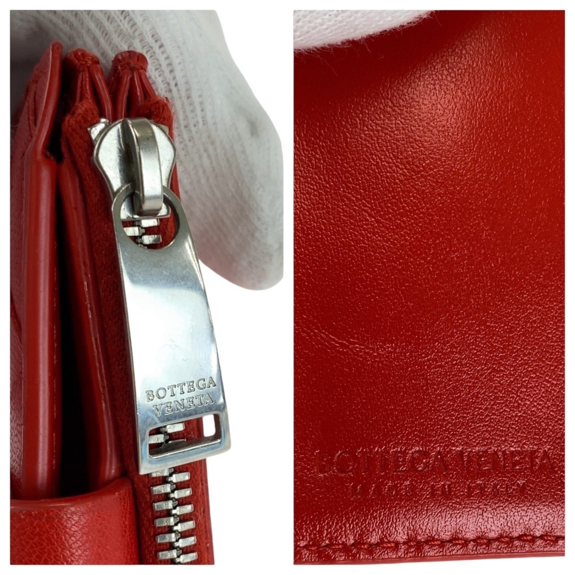 Bottega Veneta Red Color Leather Wallet (Bi-Fold) (Pre-Owned)