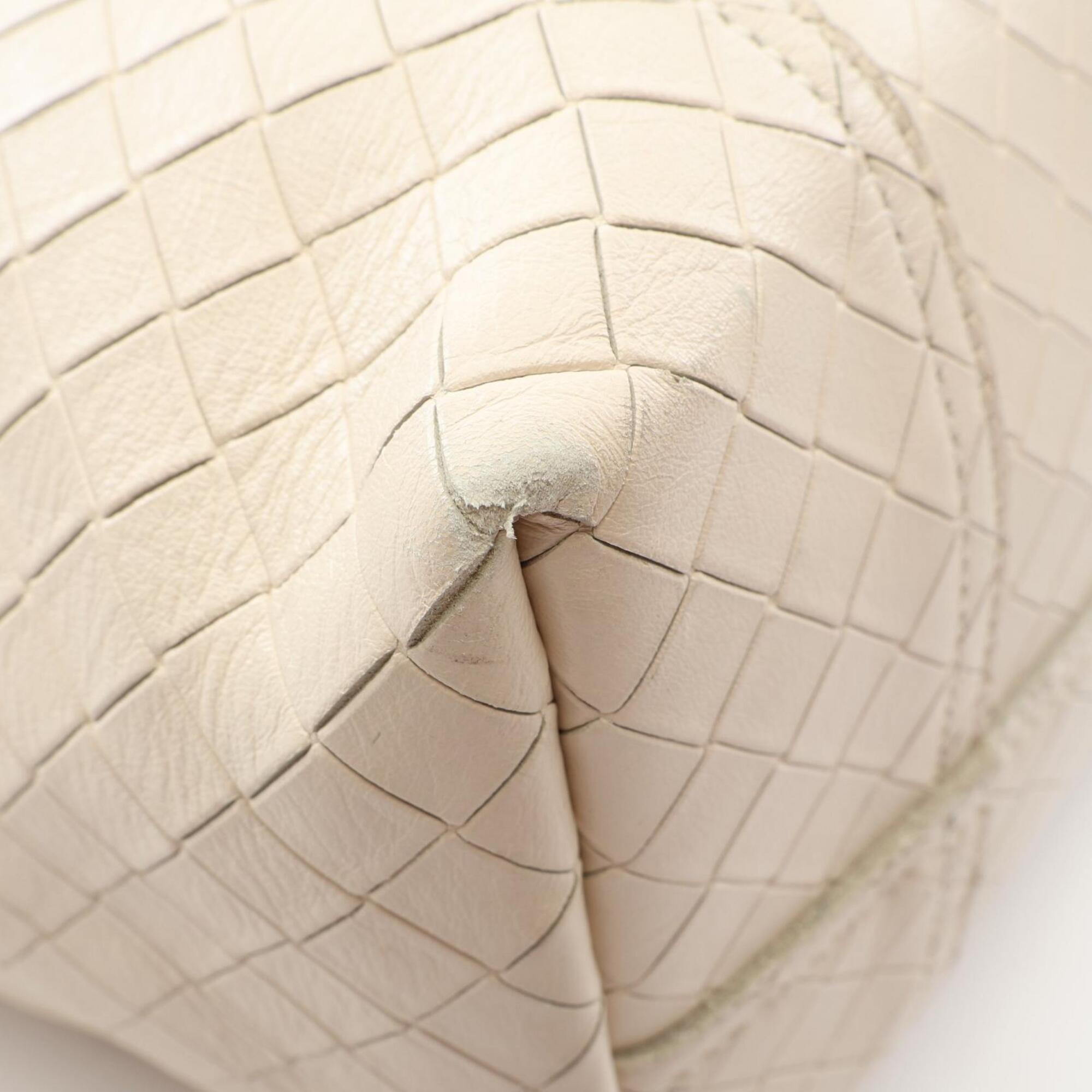 Bottega Veneta Ivory Leather Handbag Tote Bag (Pre-Owned)