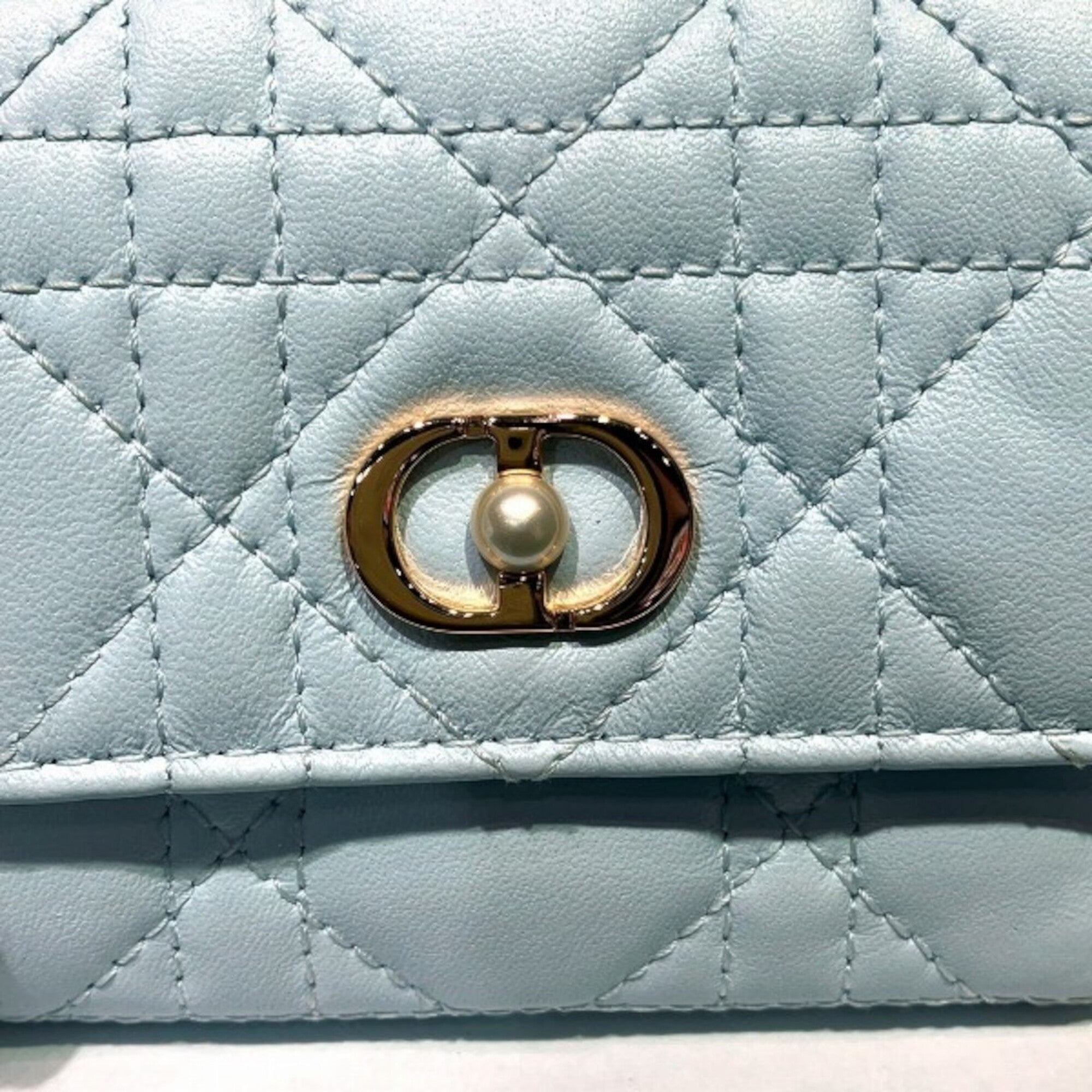 Christian Dior Blue Leather Wallet (Tri-Fold) (Pre-Owned)