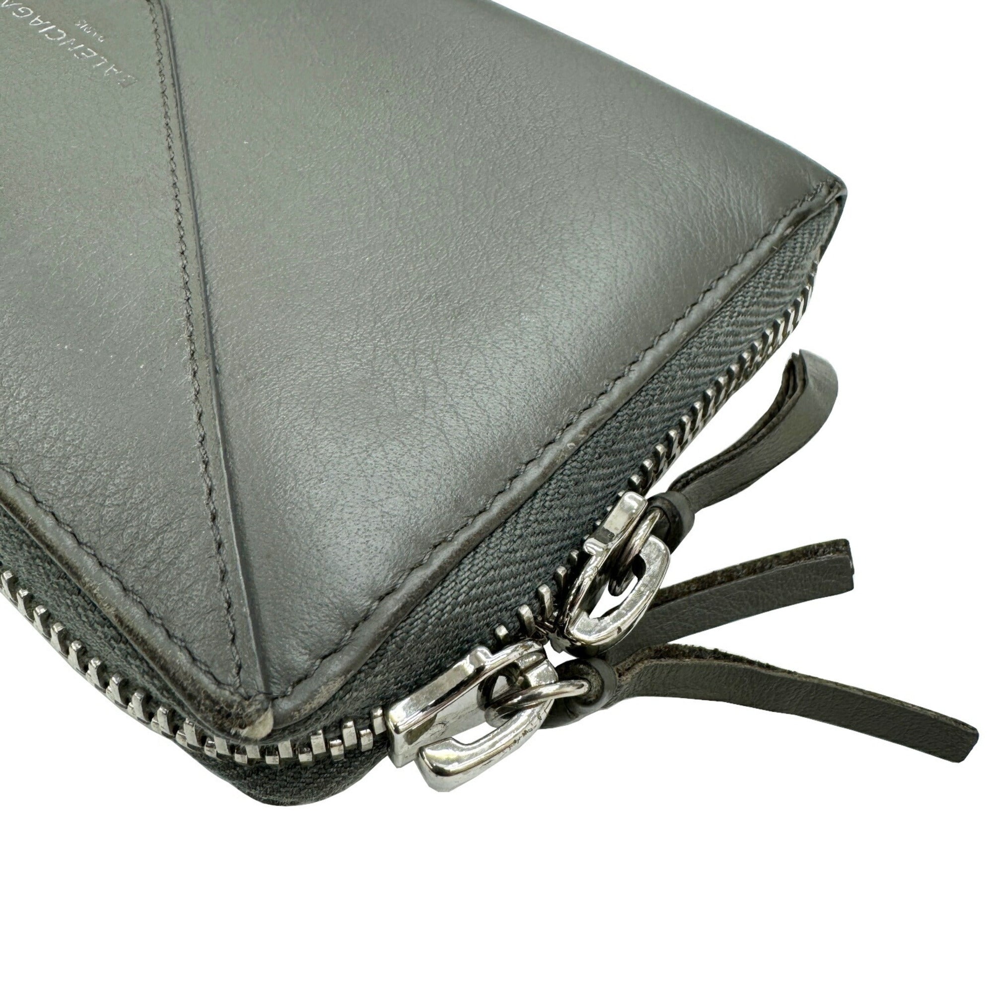 Balenciaga Gray Leather Long Wallet (Bi-Fold) (Pre-Owned)