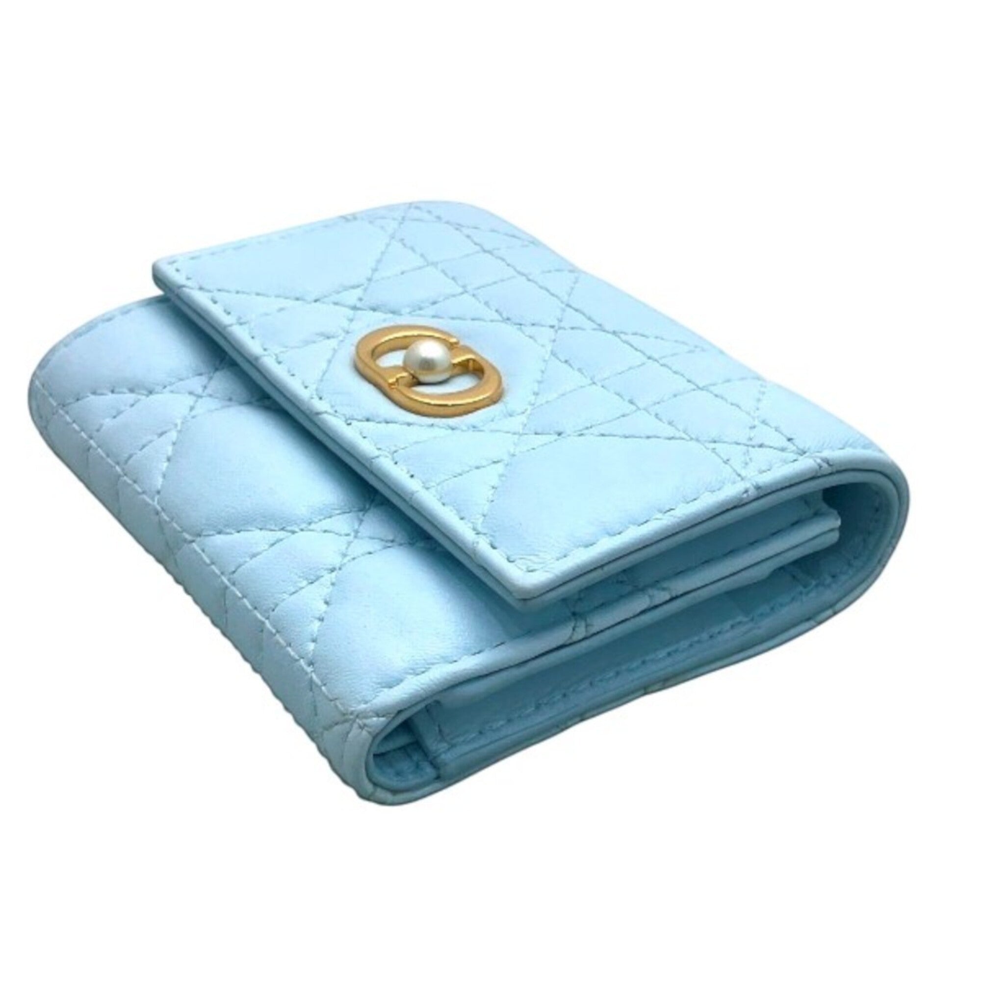 Christian Dior Blue Leather Wallet (Tri-Fold) (Pre-Owned)