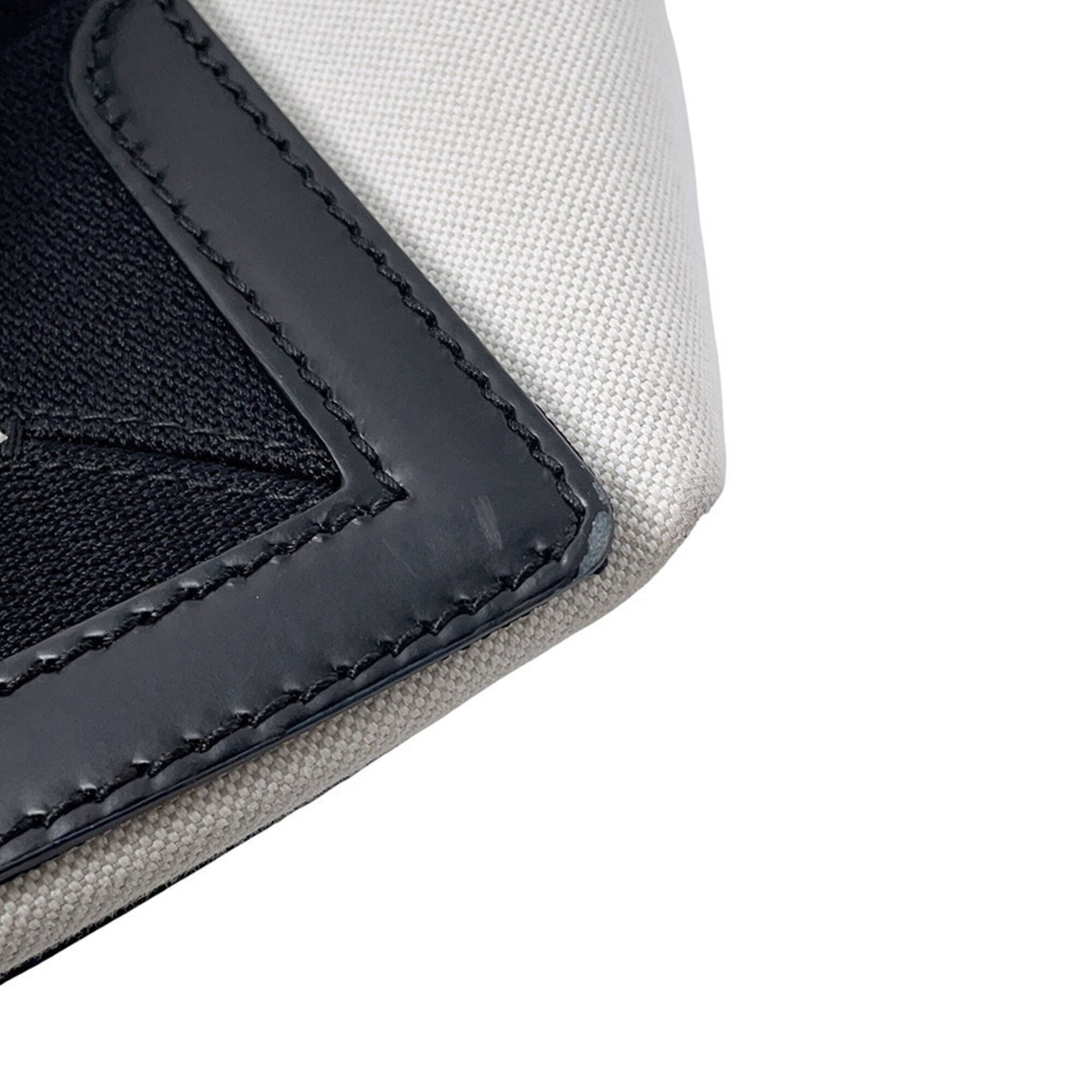 Balenciaga Black White Canvas Leather Handbag Pouch Tote Bag (Pre-Owned)