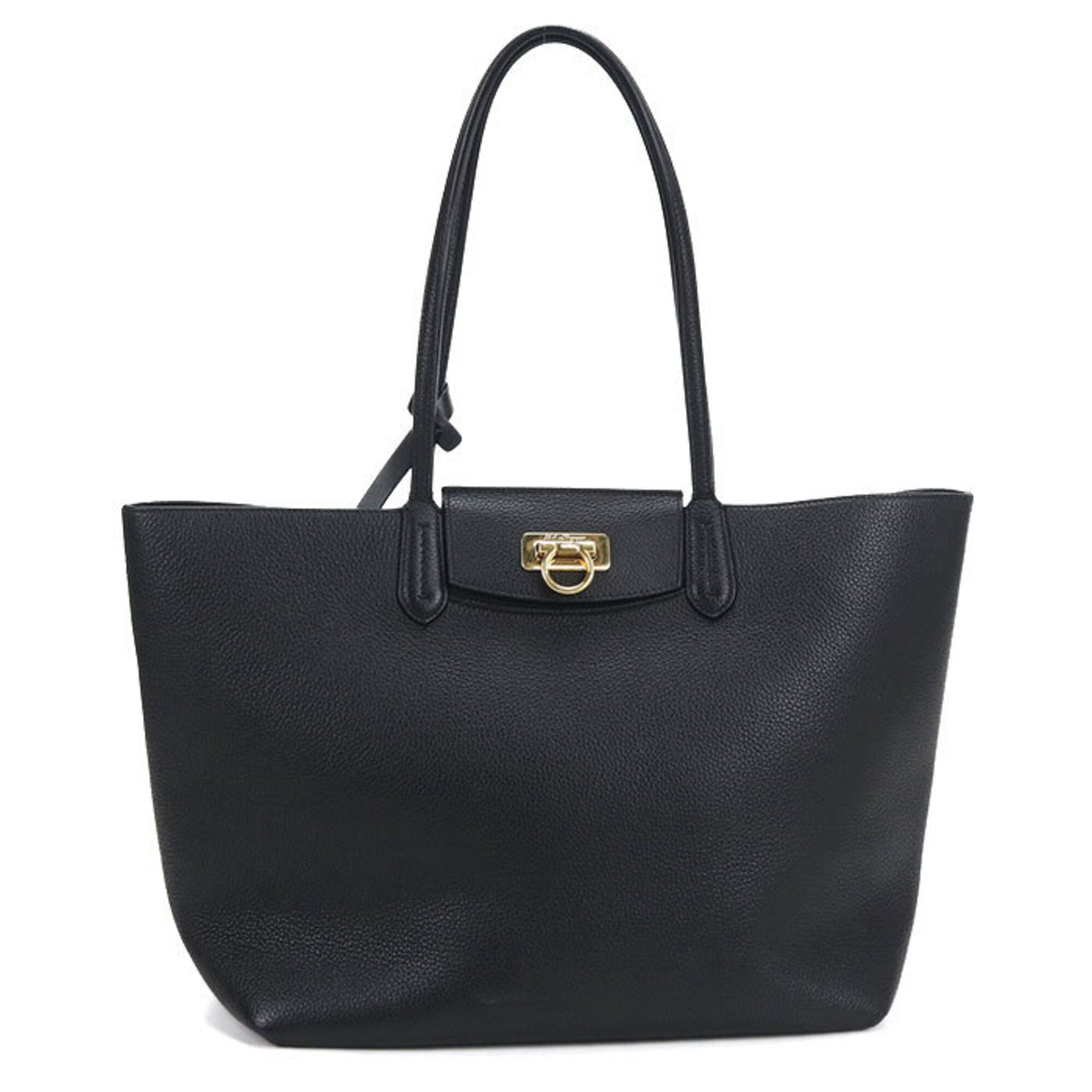 Salvatore Ferragamo Black Leather Pouch Tote Bag (Pre-Owned)