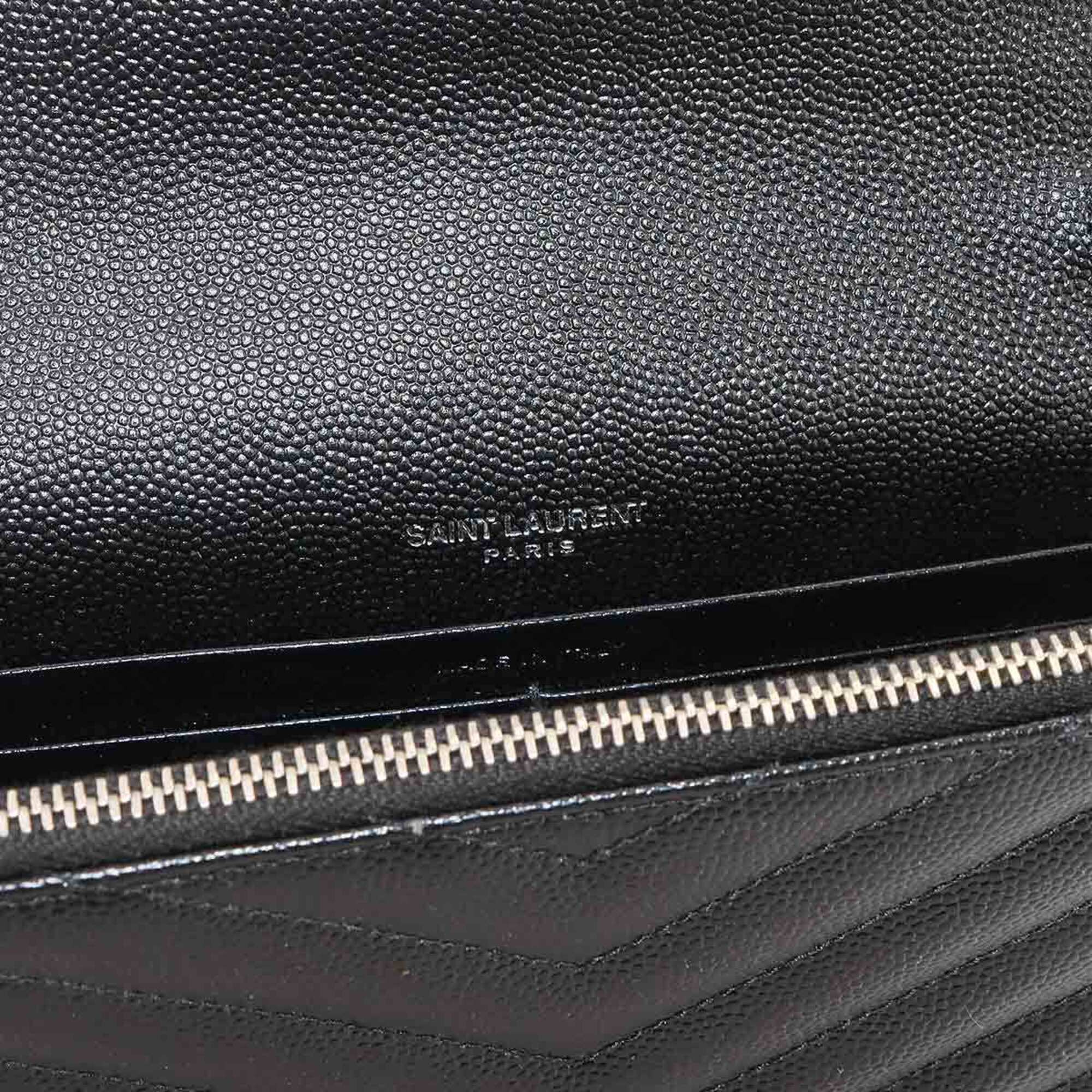 Saint Laurent Black Leather Chain/Shoulder Wallet (Pre-Owned)