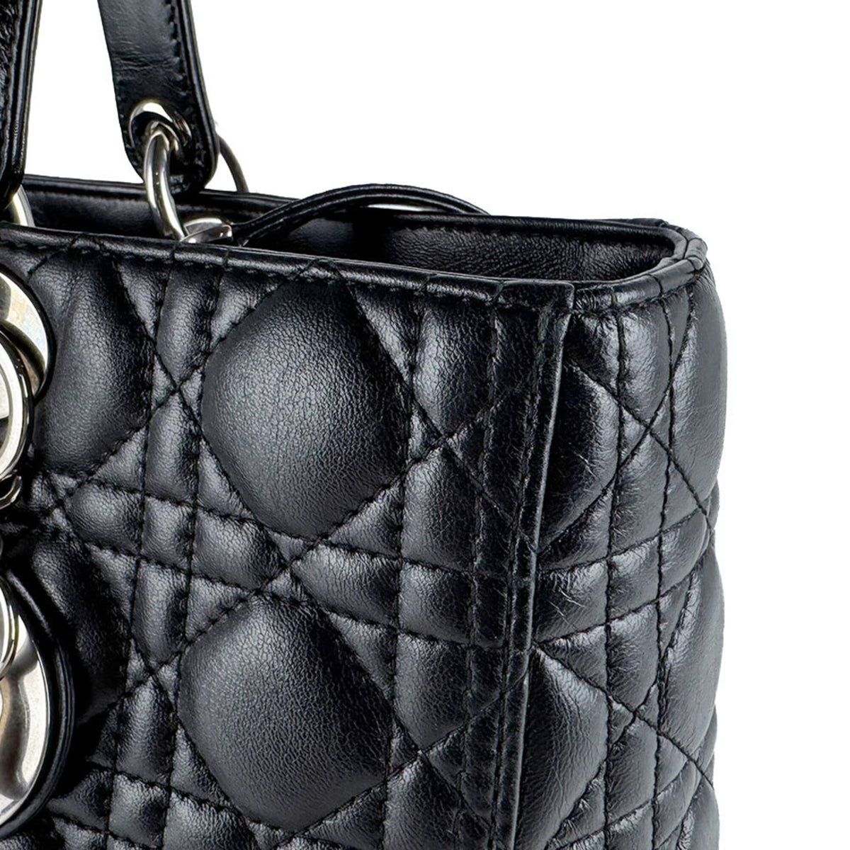 Christian Dior Black Leather Handbag Shoulder Bag (Pre-Owned)