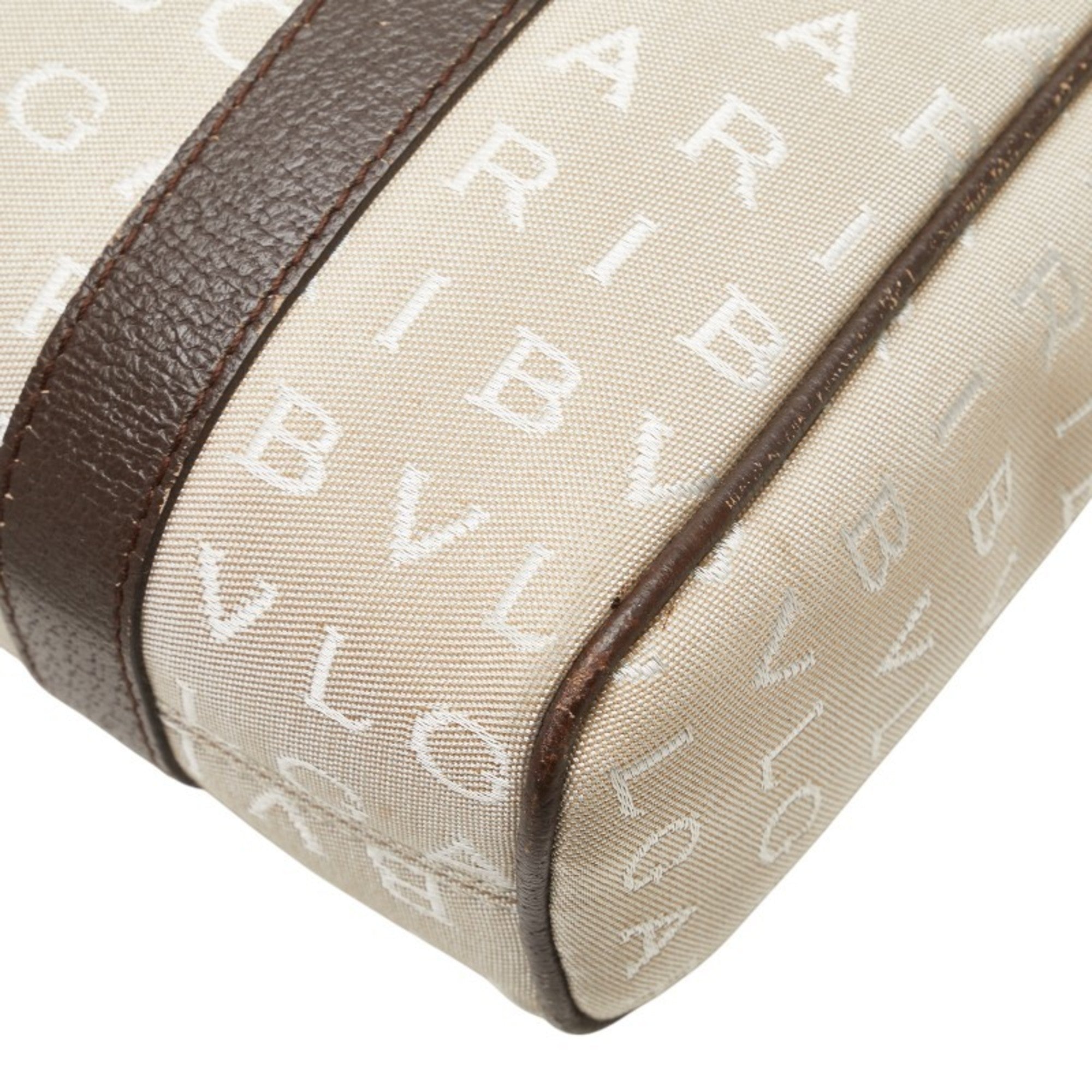 Bvlgari Beige Brown Canvas Leather Handbag (Pre-Owned)