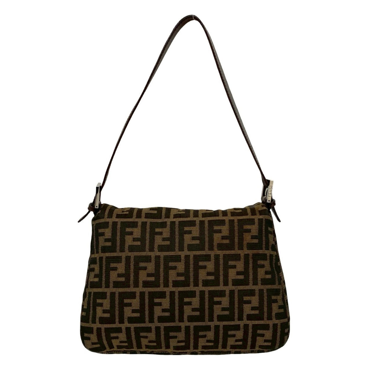 Fendi Brown Canvas Leather Handbag Shoulder Bag (Pre-Owned)