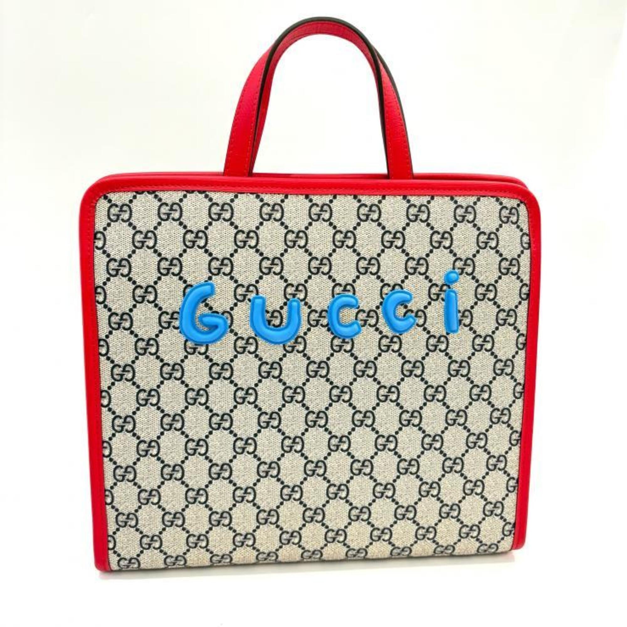 Gucci Beige Red Color Gg Supreme Handbag Tote Bag (Pre-Owned)