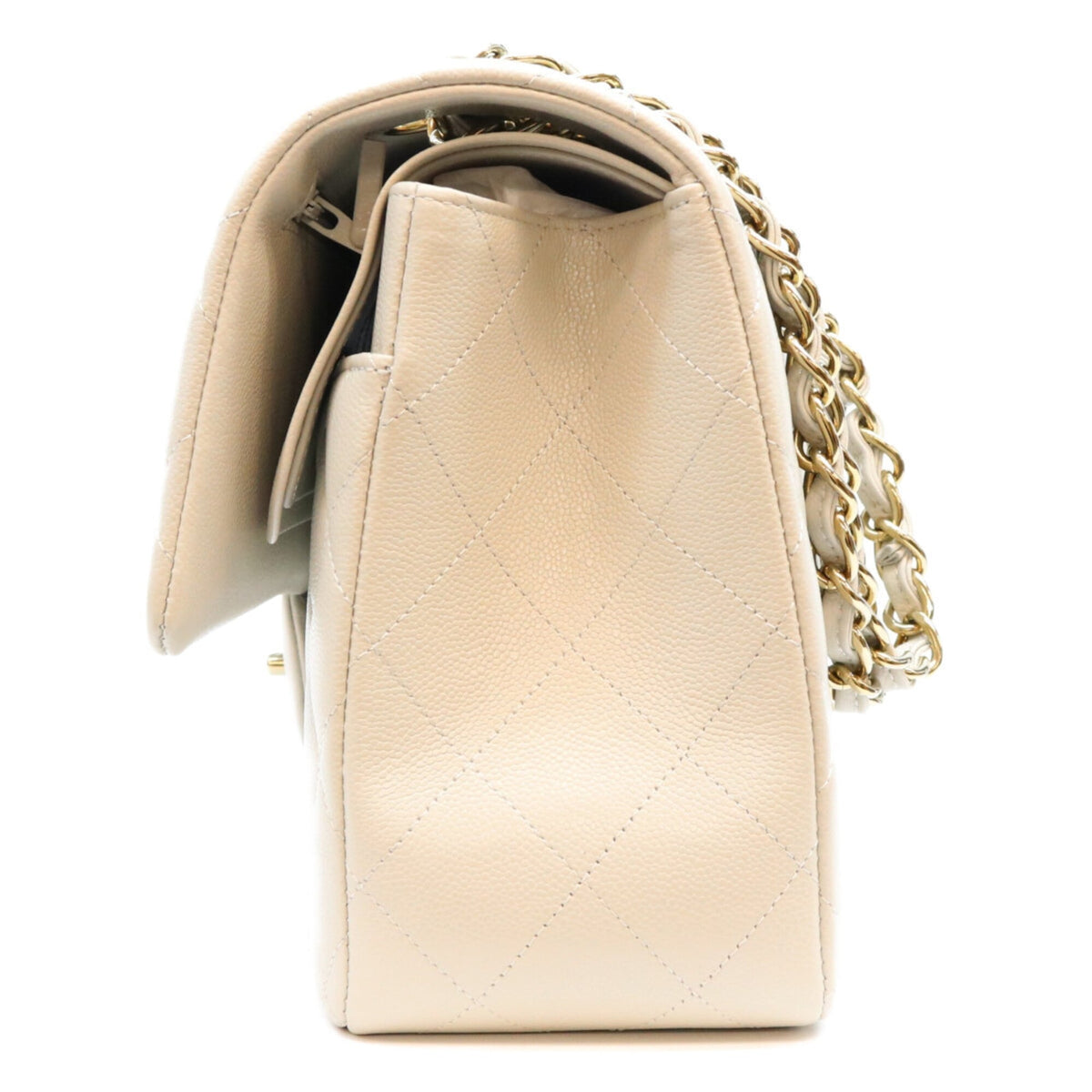 Chanel Gray Grained Calfskin Shoulder Bag (Pre-Owned)