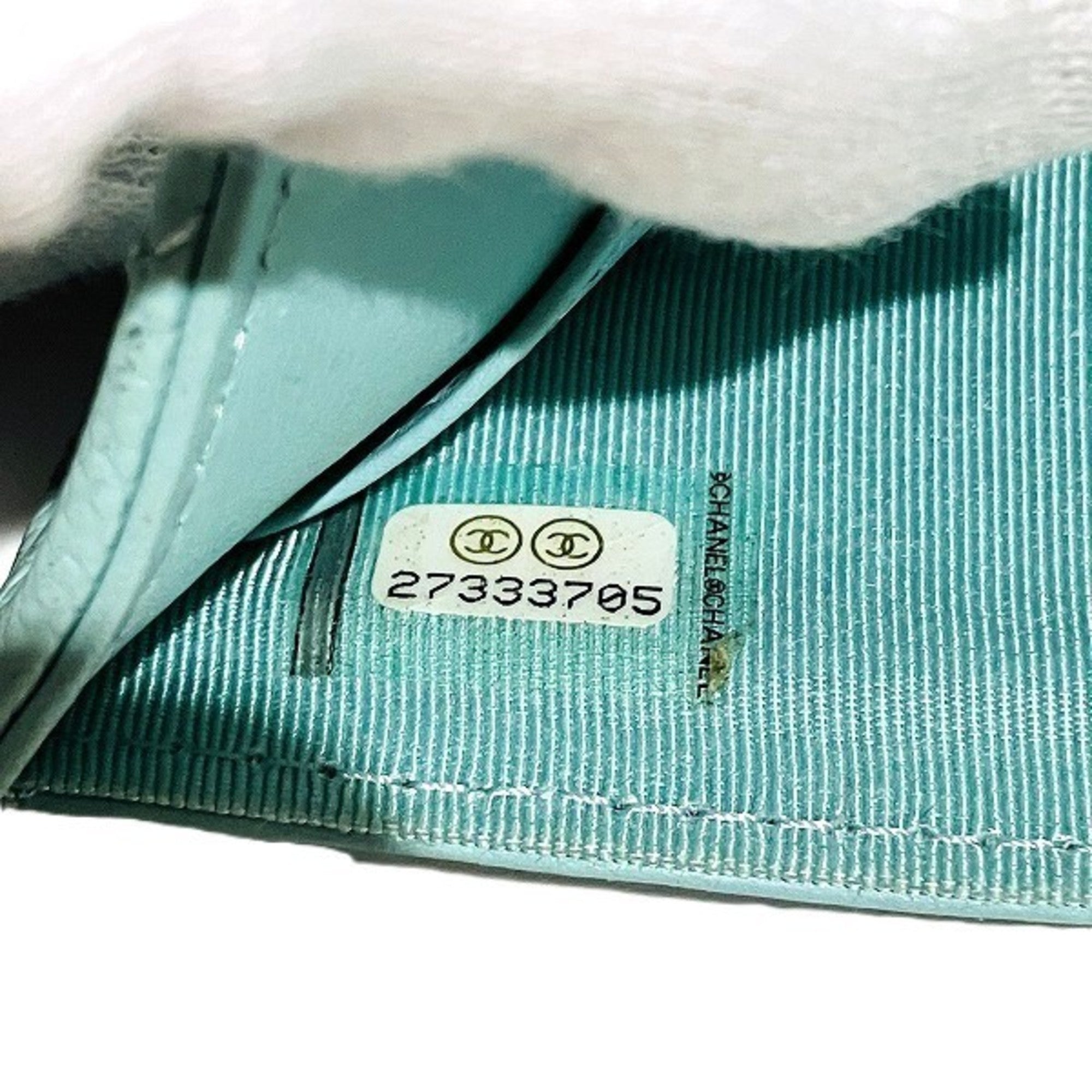 Chanel Light Blue Grained Calfskin Wallet (Tri-Fold) (Pre-Owned)