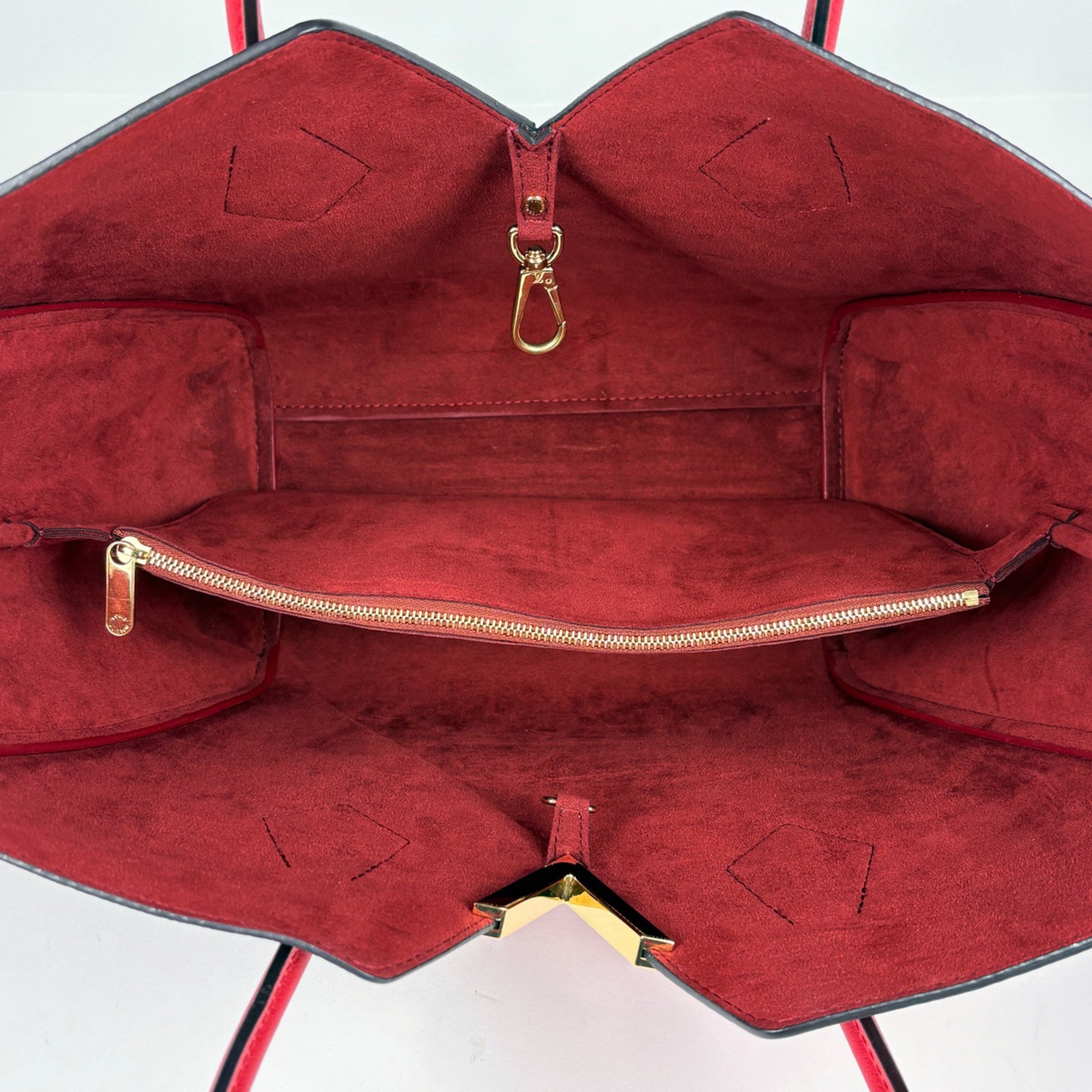 Louis Vuitton Cerise Red Brown Monogram Handbag Tote Bag (Pre-Owned)