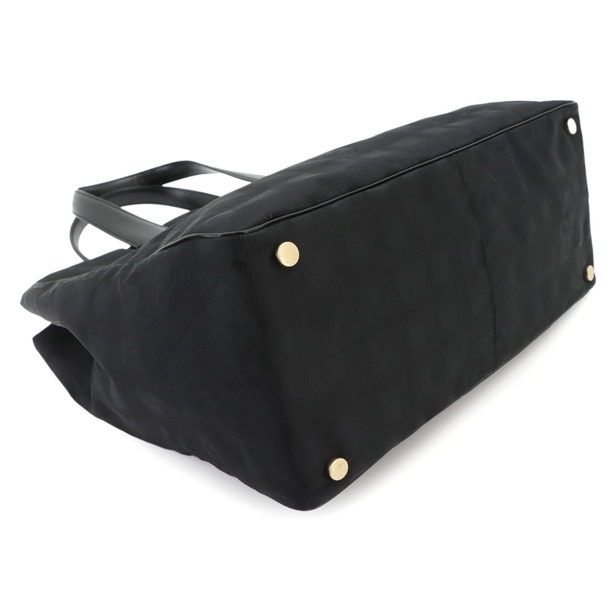Chanel Black Jacquard Leather Handbag Tote Bag (Pre-Owned)