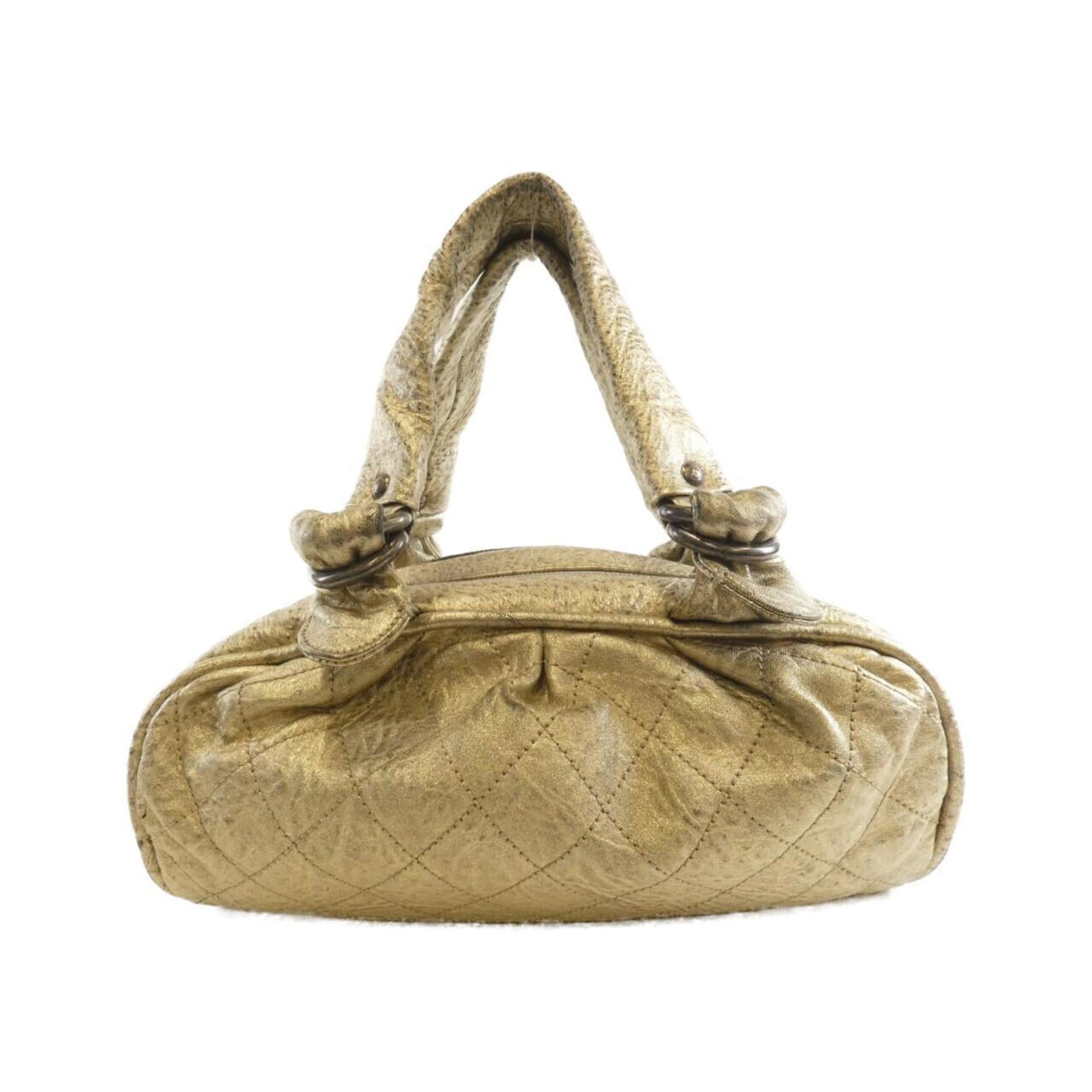 Chanel Gold Leather Handbag (Pre-Owned)