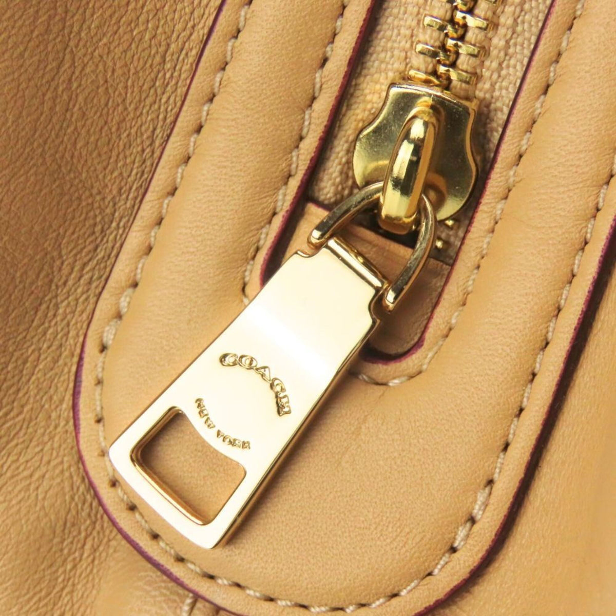 Coach Beige Ivory Canvas Leather Tote Bag (Pre-Owned)