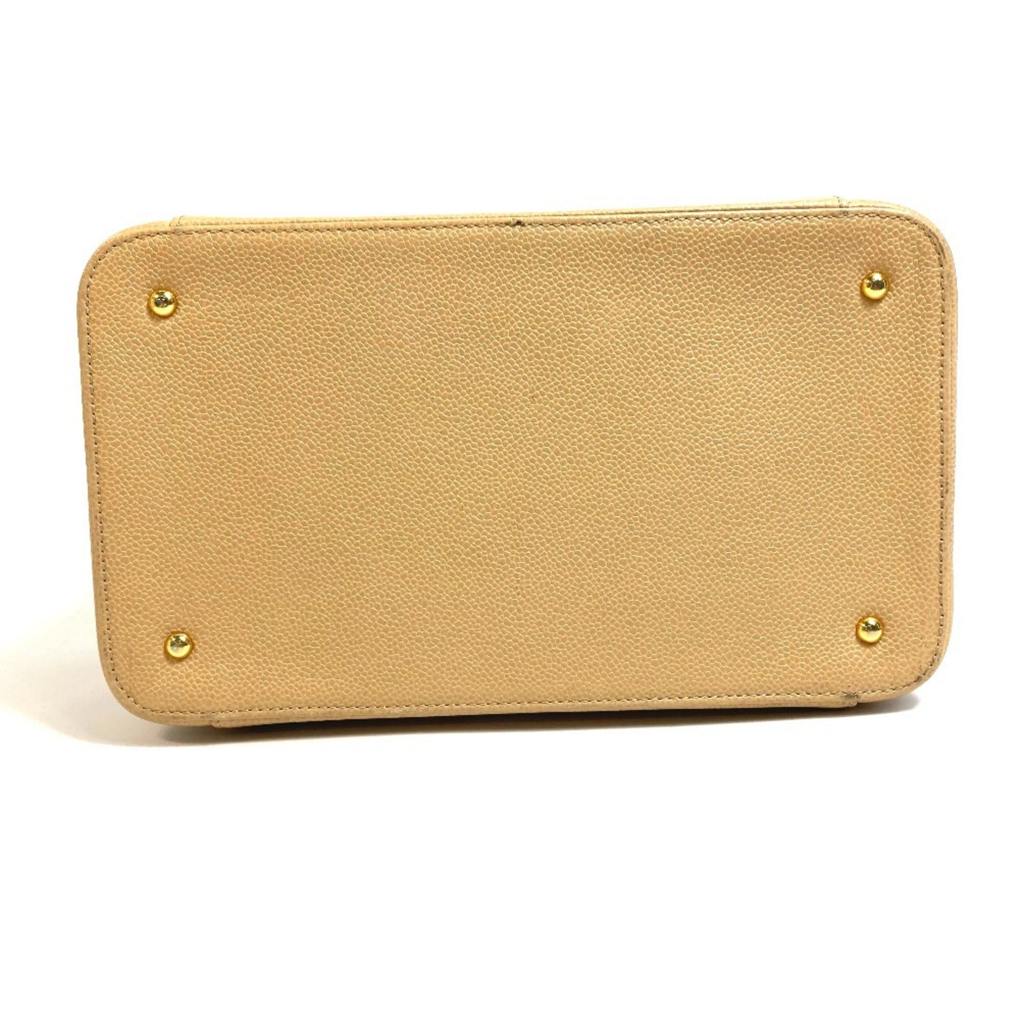 Chanel Beige Grained Calfskin Handbag Shoulder Bag Vanity Bag (Pre-Owned)