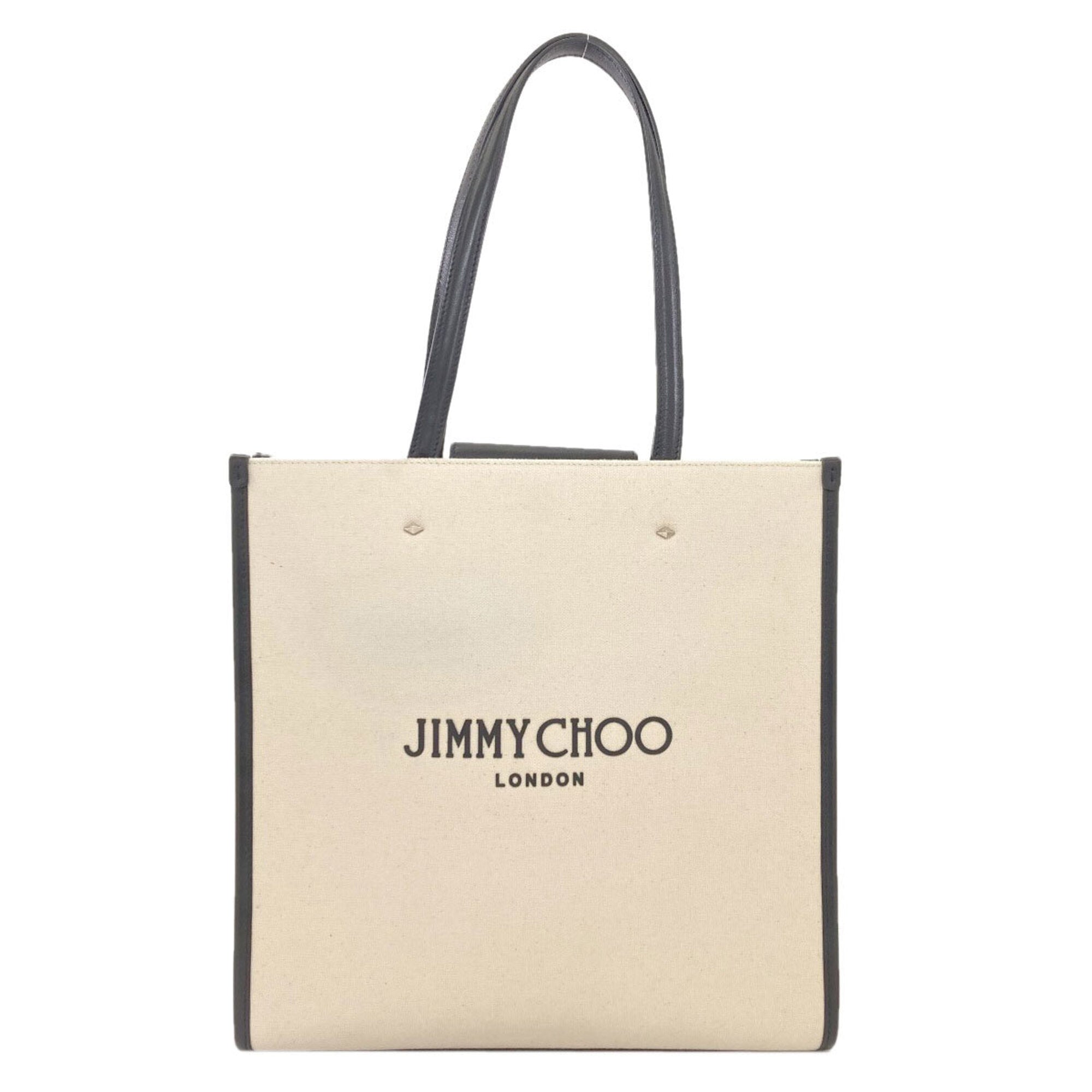 Jimmy Choo White Canvas Tote Bag (Pre-Owned)
