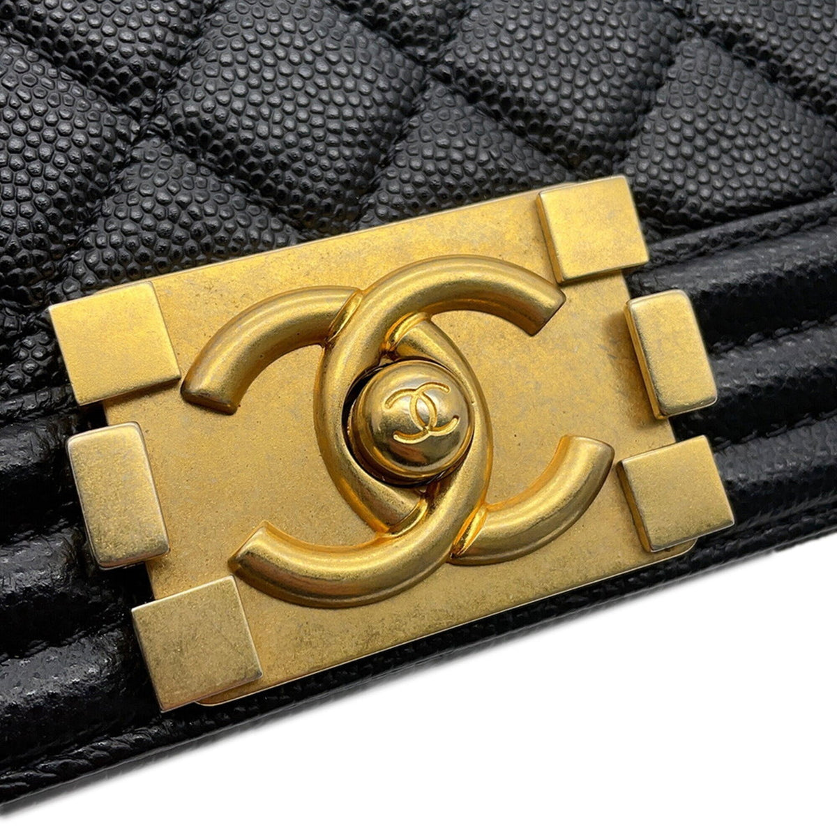Chanel Black Grained Calfskin Handbag Shoulder Bag (Pre-Owned)
