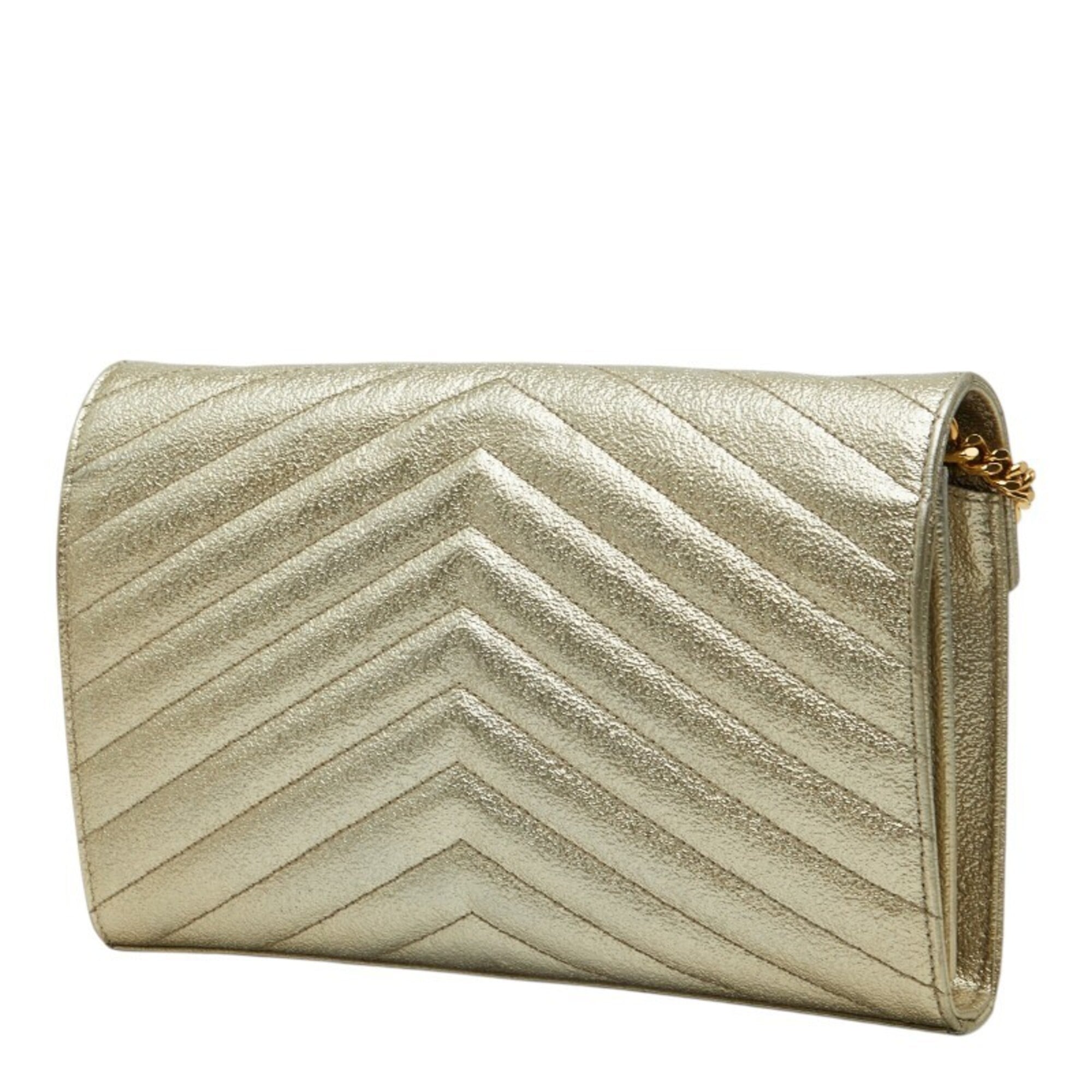 Saint Laurent Gold Leather Shoulder Bag (Pre-Owned)