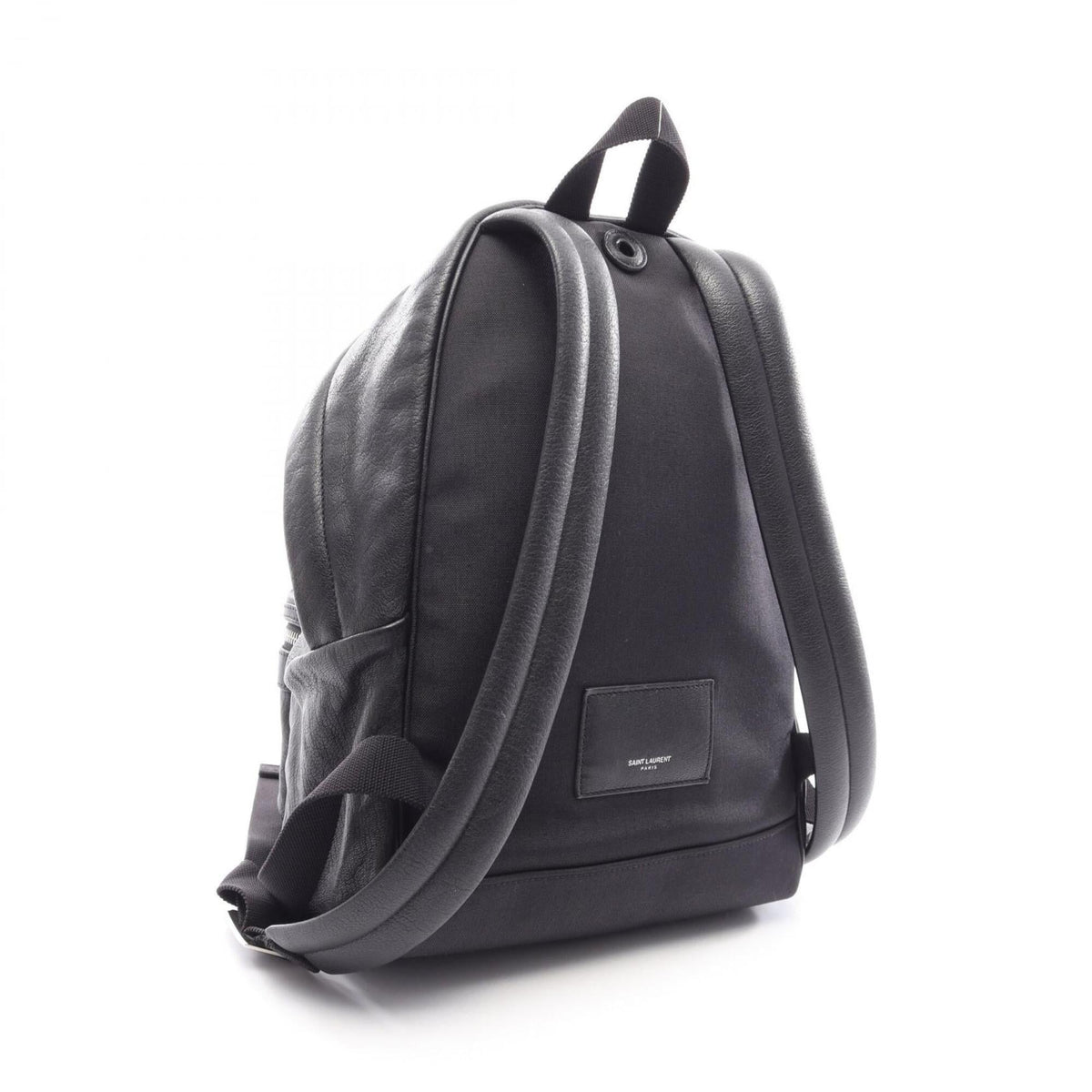 Yves Saint Laurent Black Multi-Color Leather Canvas Backpack (Pre-Owned)