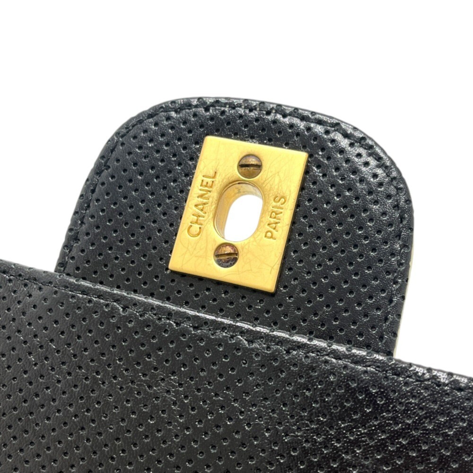 Chanel Black White Leather Handbag Shoulder Bag (Pre-Owned)