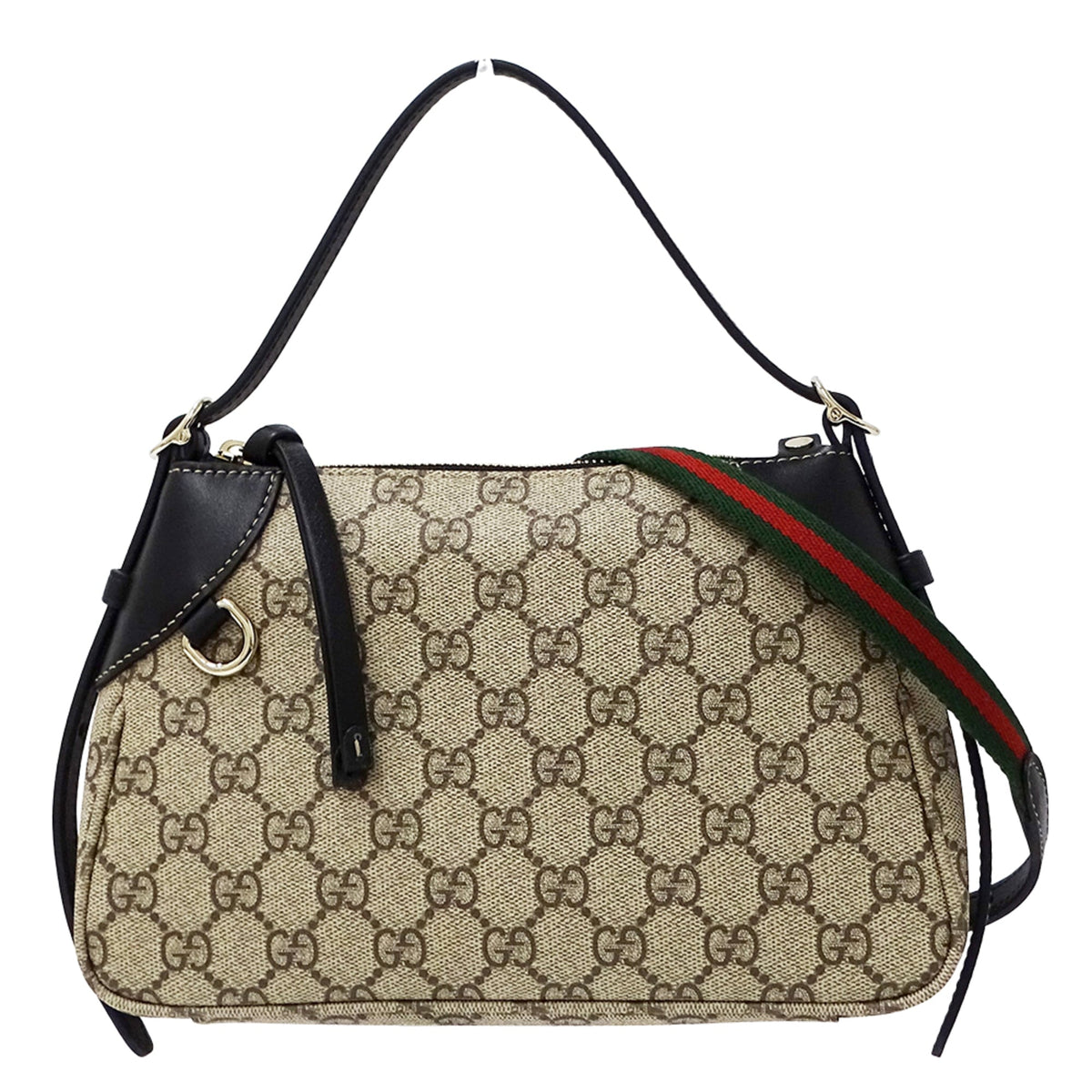 Gucci Beige Black Coated Canvas Handbag Pouch Shoulder Bag (Pre-Owned)