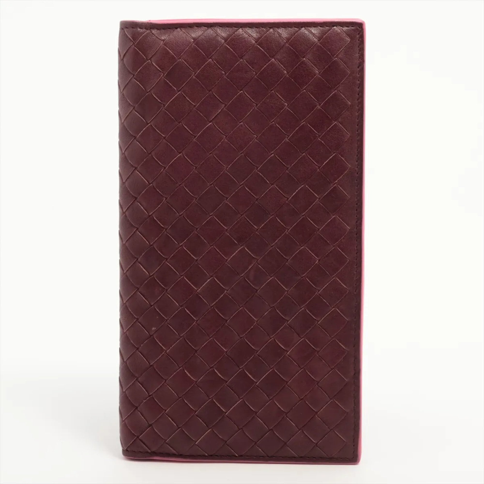 Bottega Veneta Intrecciato Brown Pink Intrecciato Long Wallet (Bi-Fold) (Pre-Owned)