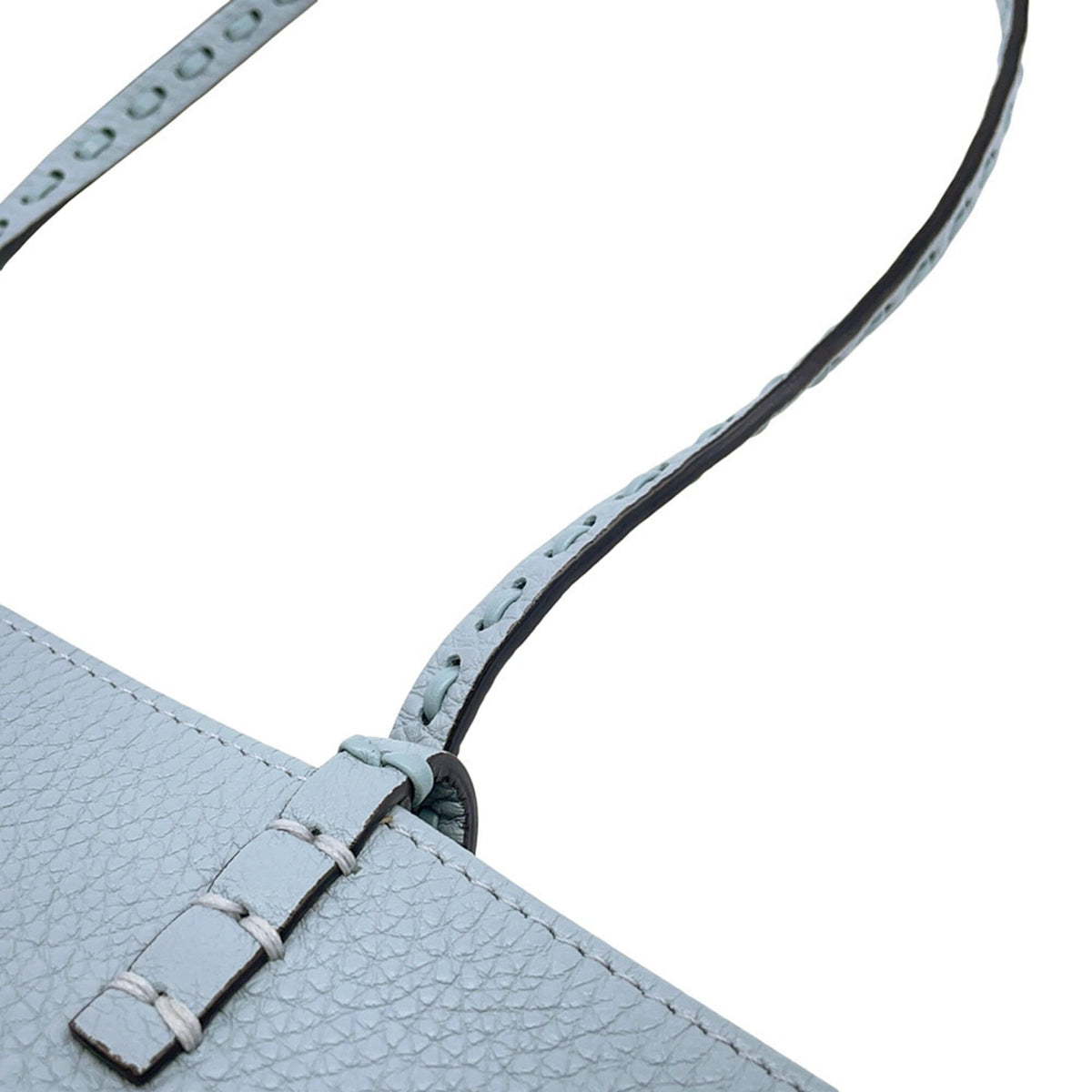 Fendi Selleria Light Blue Leather Handbag Pouch Tote Bag (Pre-Owned)