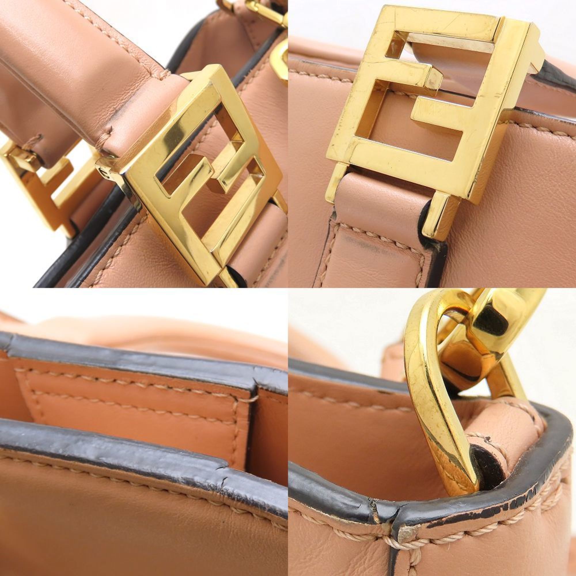 Fendi Pink Beige Leather Tote Bag (Pre-Owned)