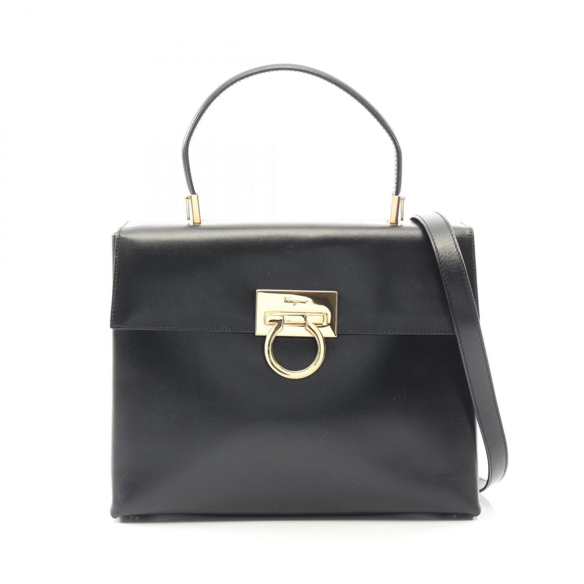 Salvatore Ferragamo Black Leather Handbag (Pre-Owned)