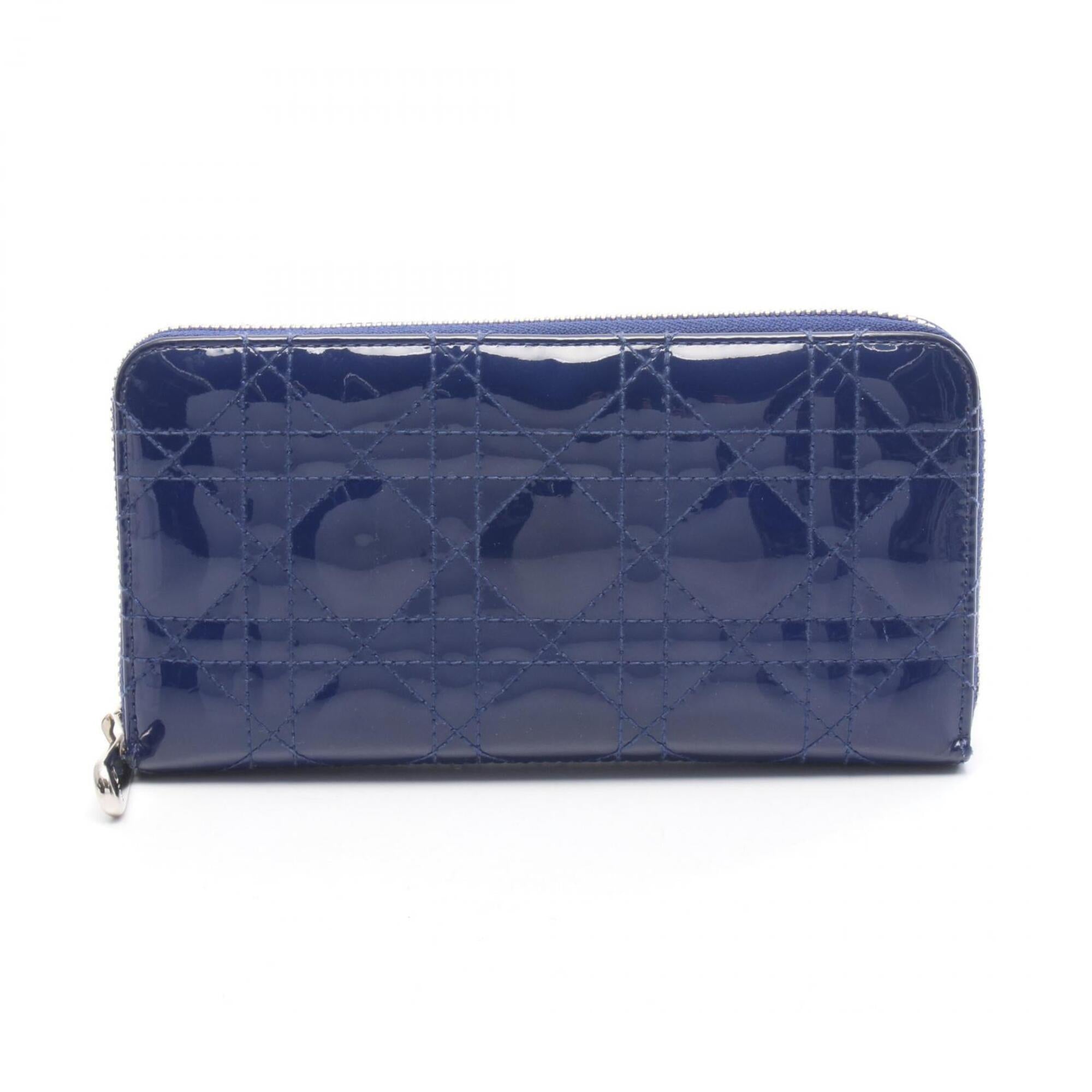 Christian Dior Blue Patent Leather Long Wallet (Bi-Fold) (Pre-Owned)