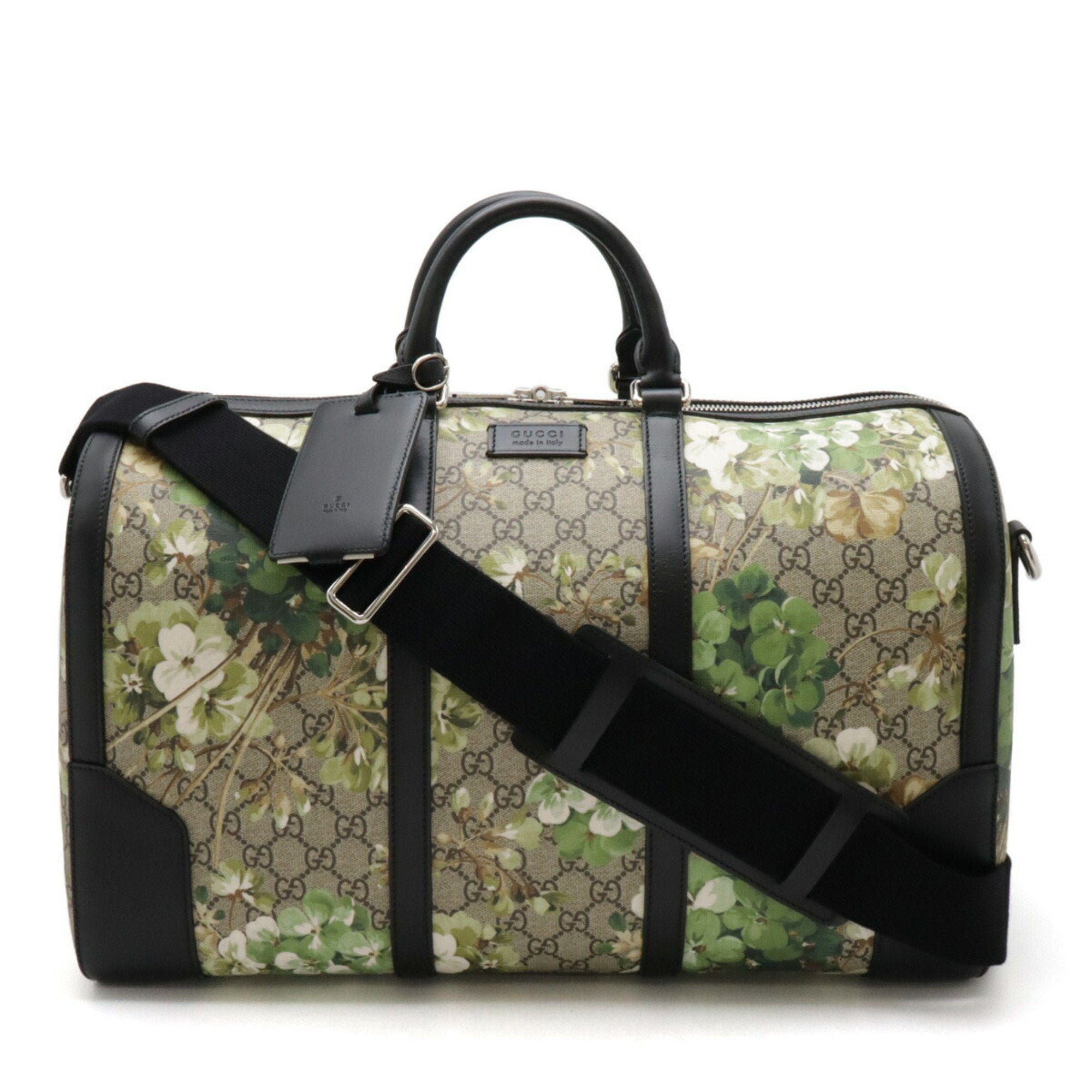 Gucci Beige Black Green Multi-Color Pvc Leather Boston Bag Shoulder Bag (Pre-Owned)