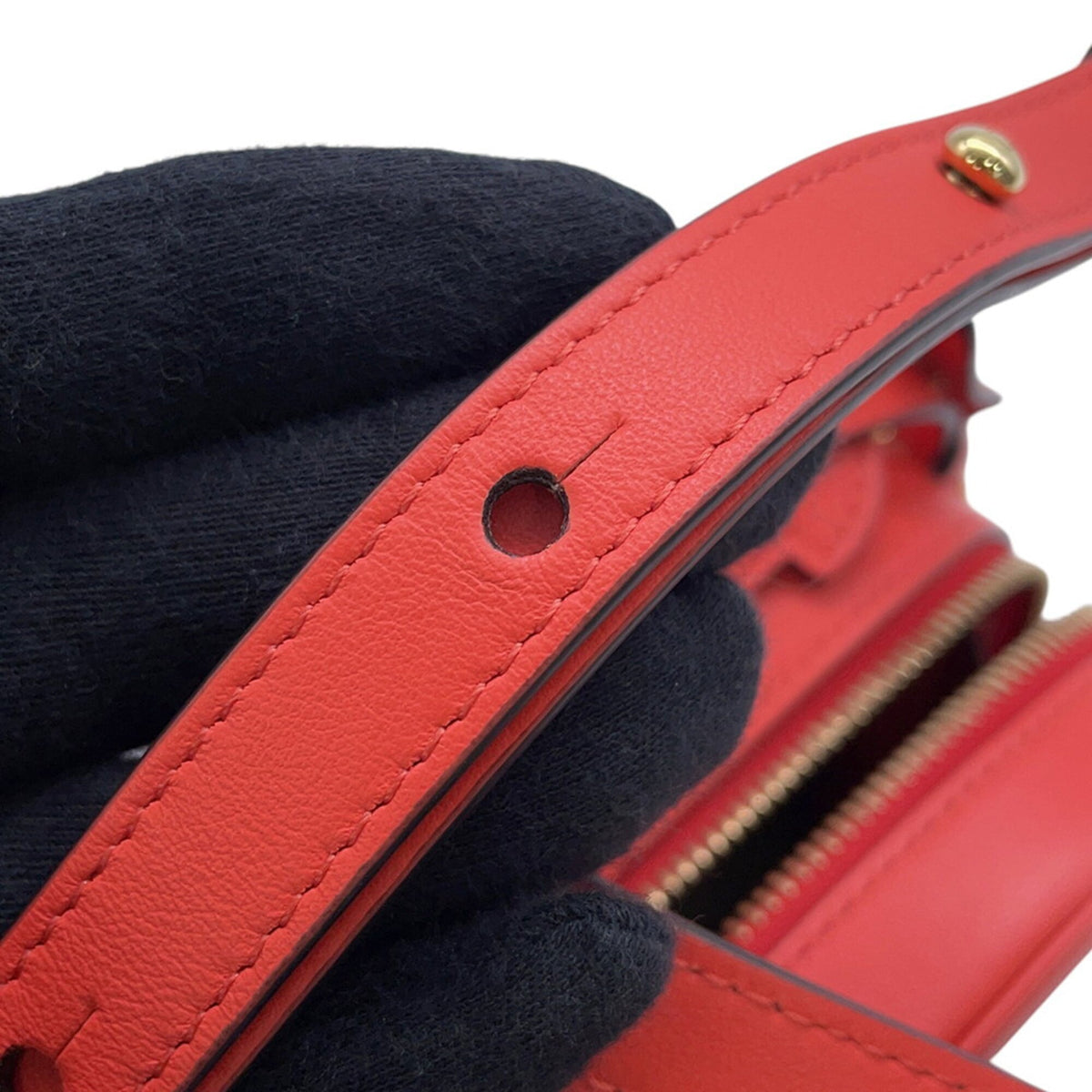 Fendi Red Color Leather Suede Handbag (Pre-Owned)