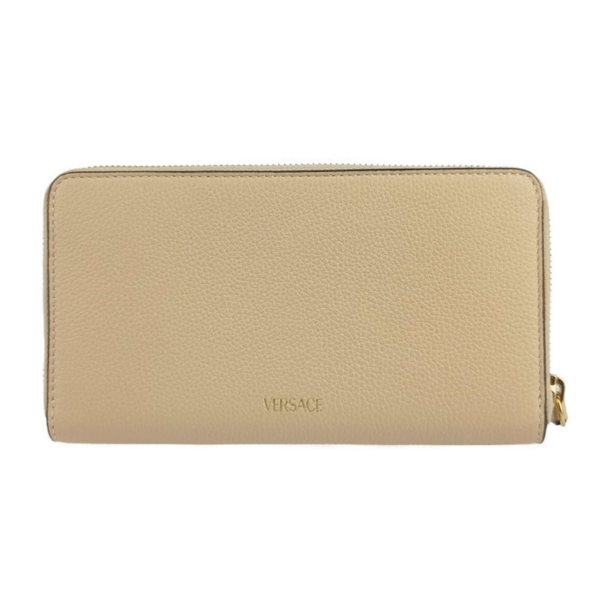 Versace Beige Leather Long Wallet (Bi-Fold) (Pre-Owned)
