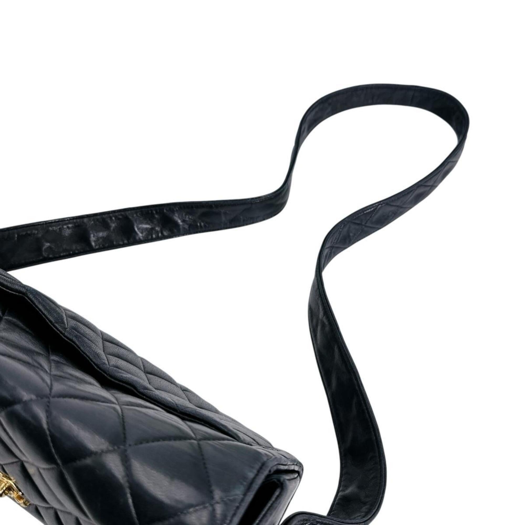 Chanel Black Leather Shoulder Bag Sling Bag (Pre-Owned)