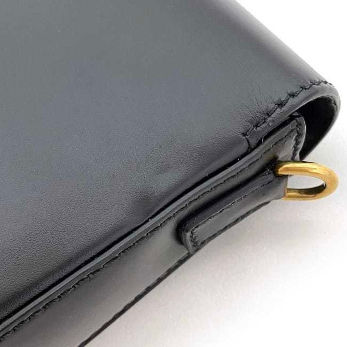 Christian Dior Black Leather Clutch Bag Handbag (Pre-Owned)