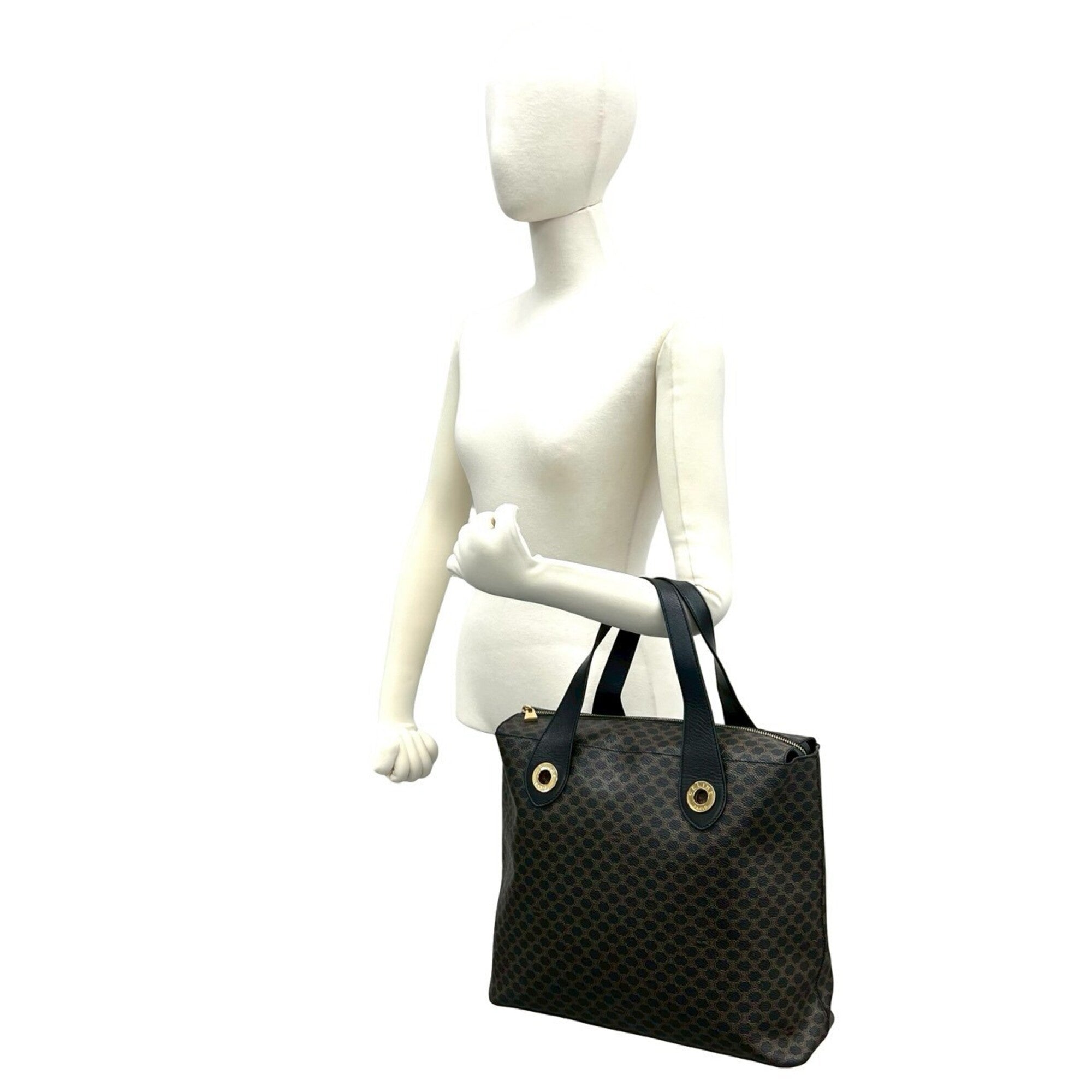 Celine Black Brown Leather Pvc Handbag Tote Bag (Pre-Owned)