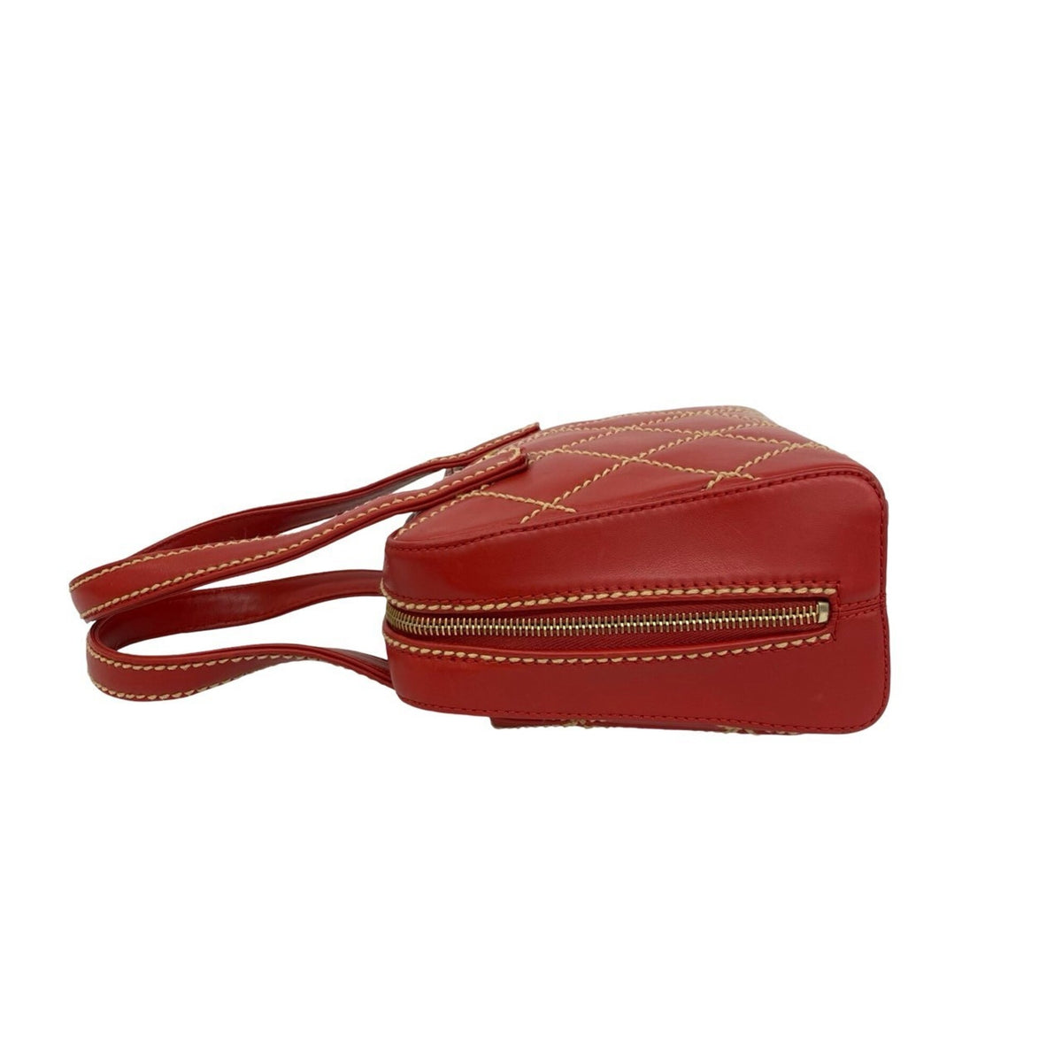 Chanel Red Color Leather Handbag Pouch Tote Bag (Pre-Owned)