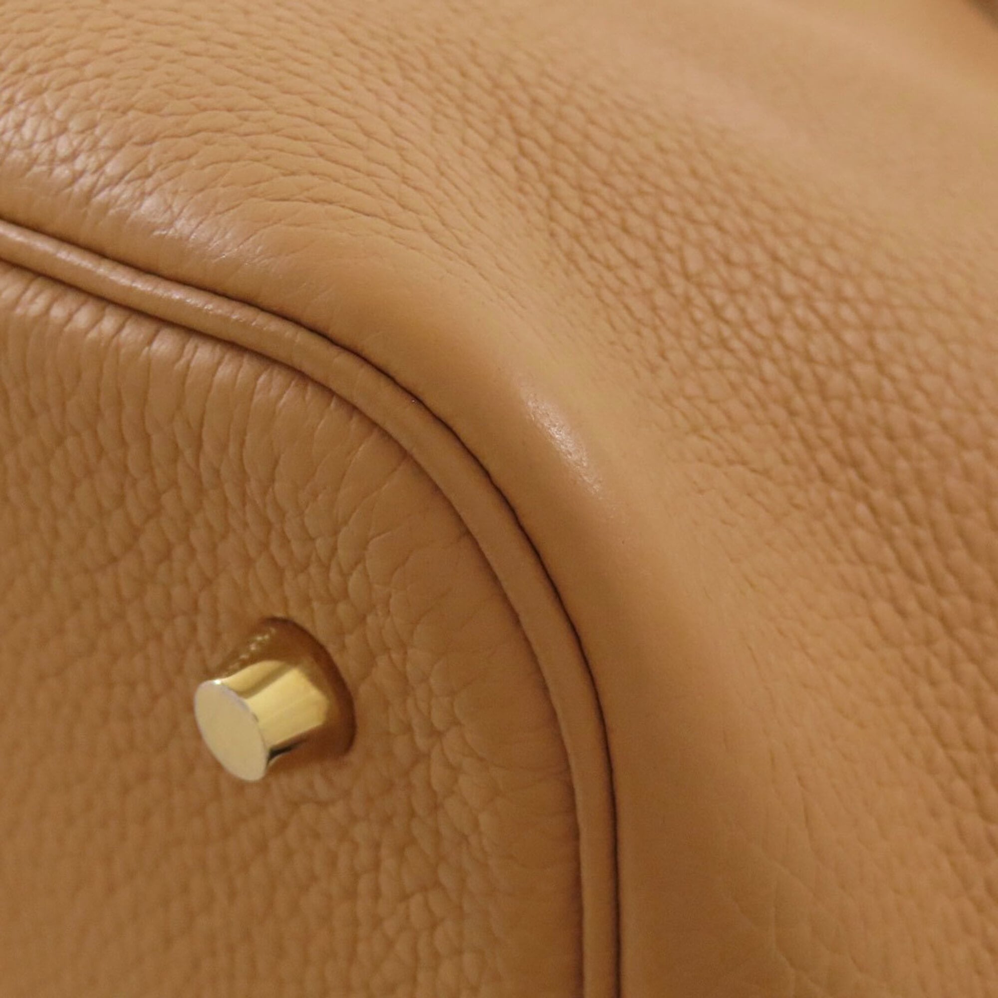 Hermes Camel Taurillon Clemence Leather Handbag (Pre-Owned)