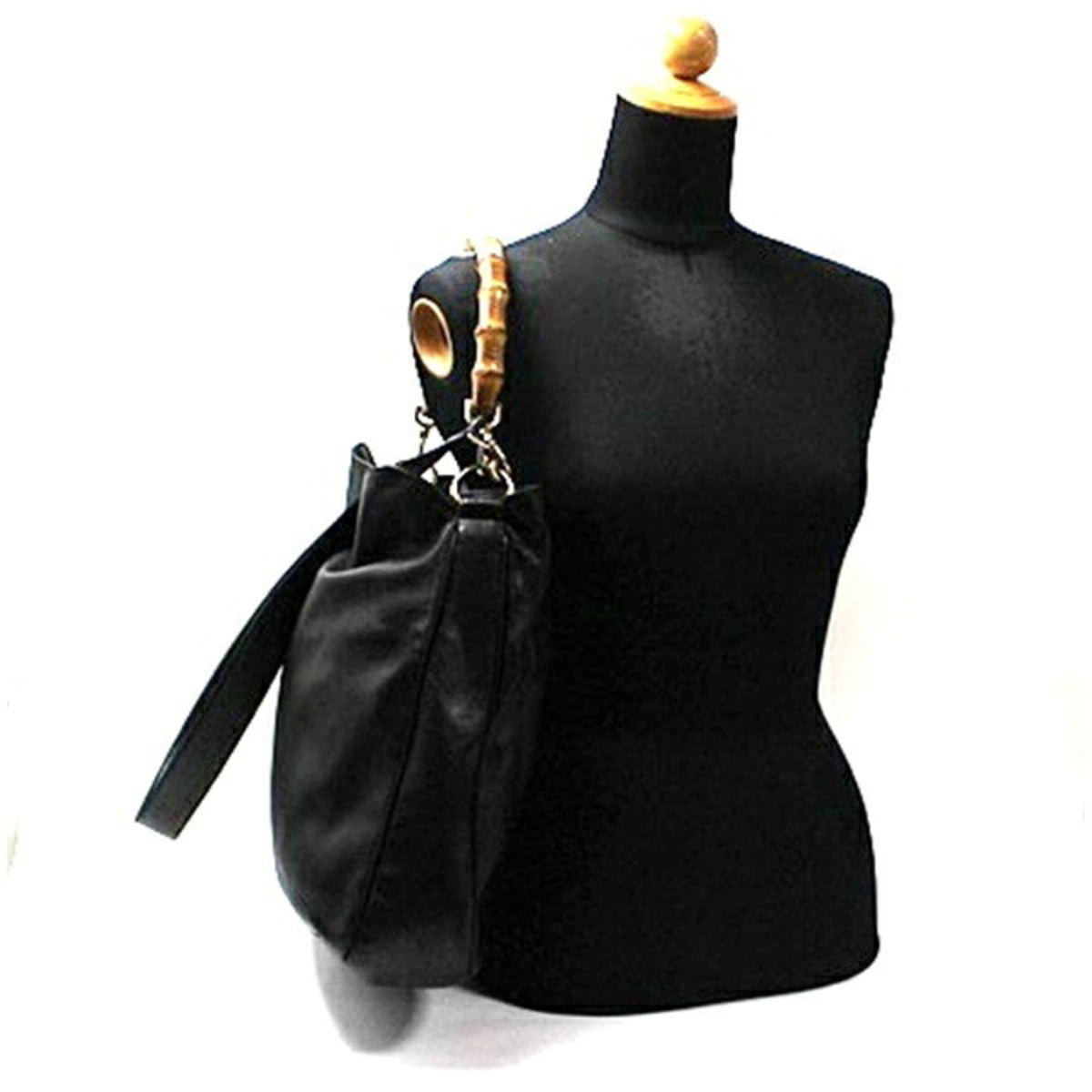 Gucci Black Gray Leather Shoulder Bag (Pre-Owned)