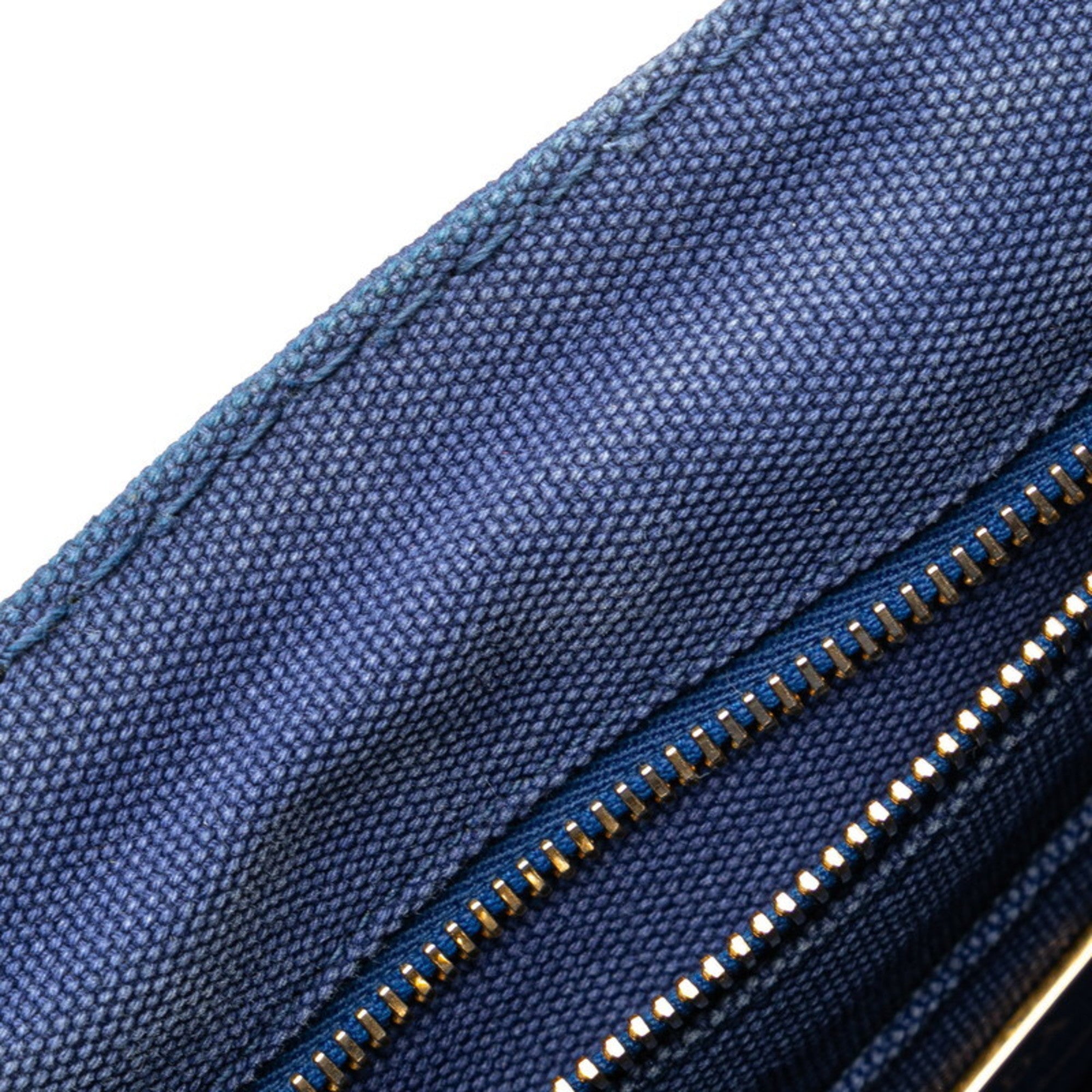 Prada Canapa Navy Canvas Handbag Shoulder Bag (Pre-Owned)