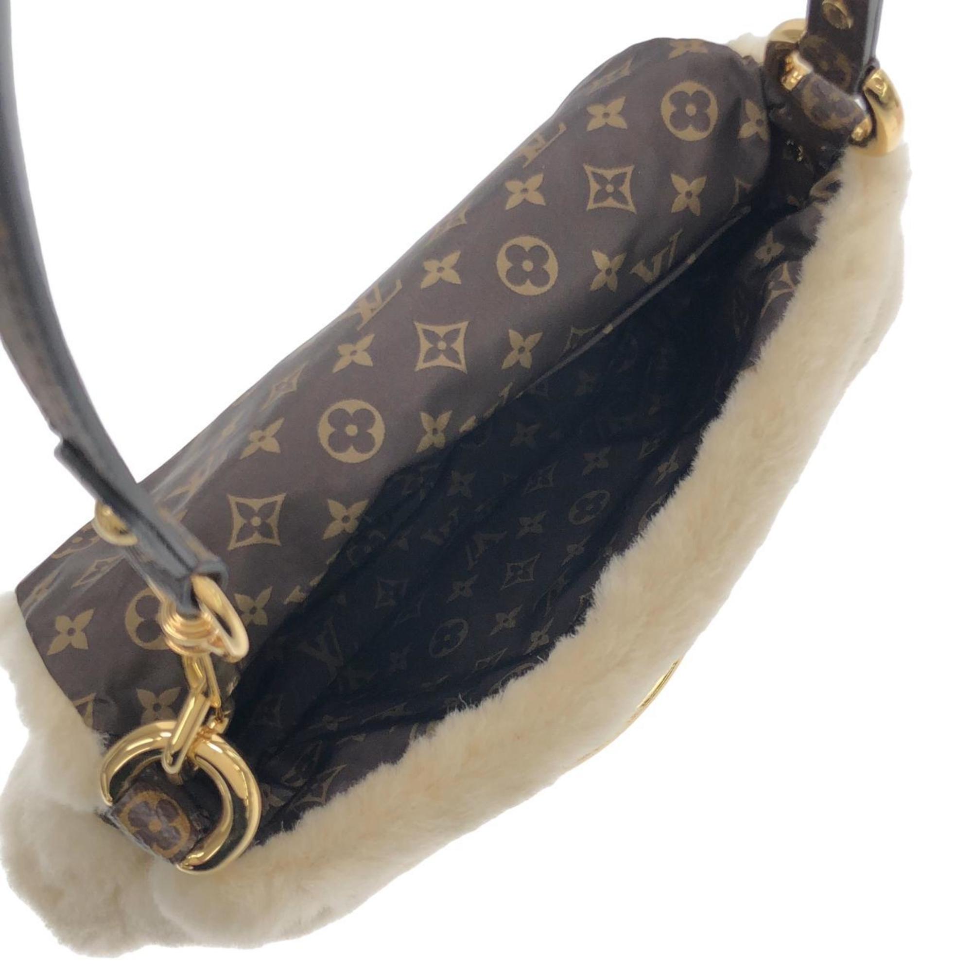 Louis Vuitton Beige Cream Coated Canvas Shoulder Bag (Pre-Owned)