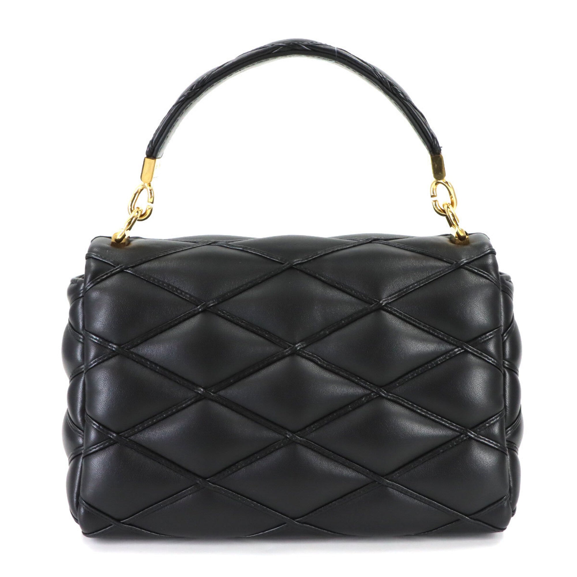 Louis Vuitton Noir Leather Handbag Shoulder Bag (Pre-Owned)