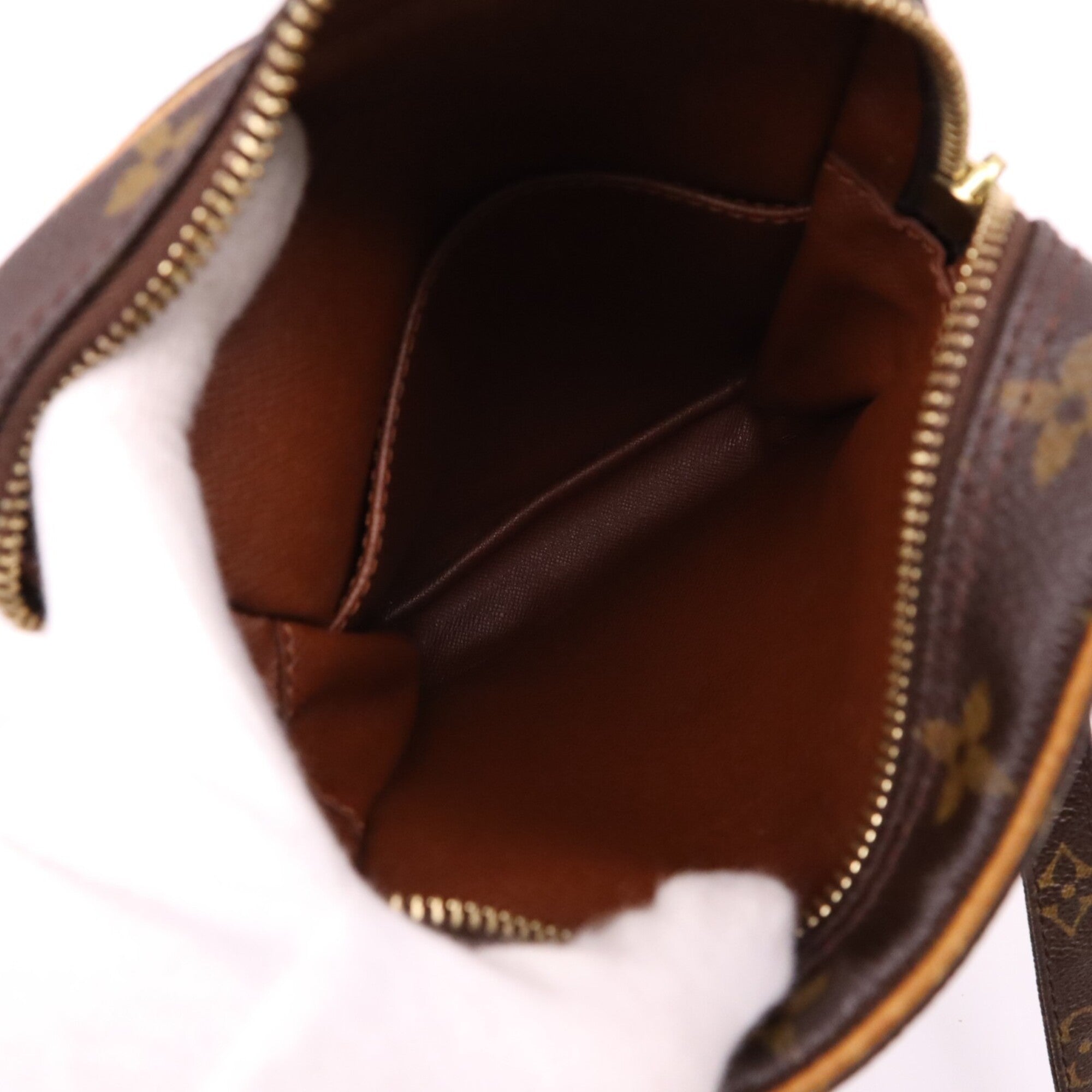 Louis Vuitton Beige Brown Coated Canvas Leather Shoulder Bag (Pre-Owned)