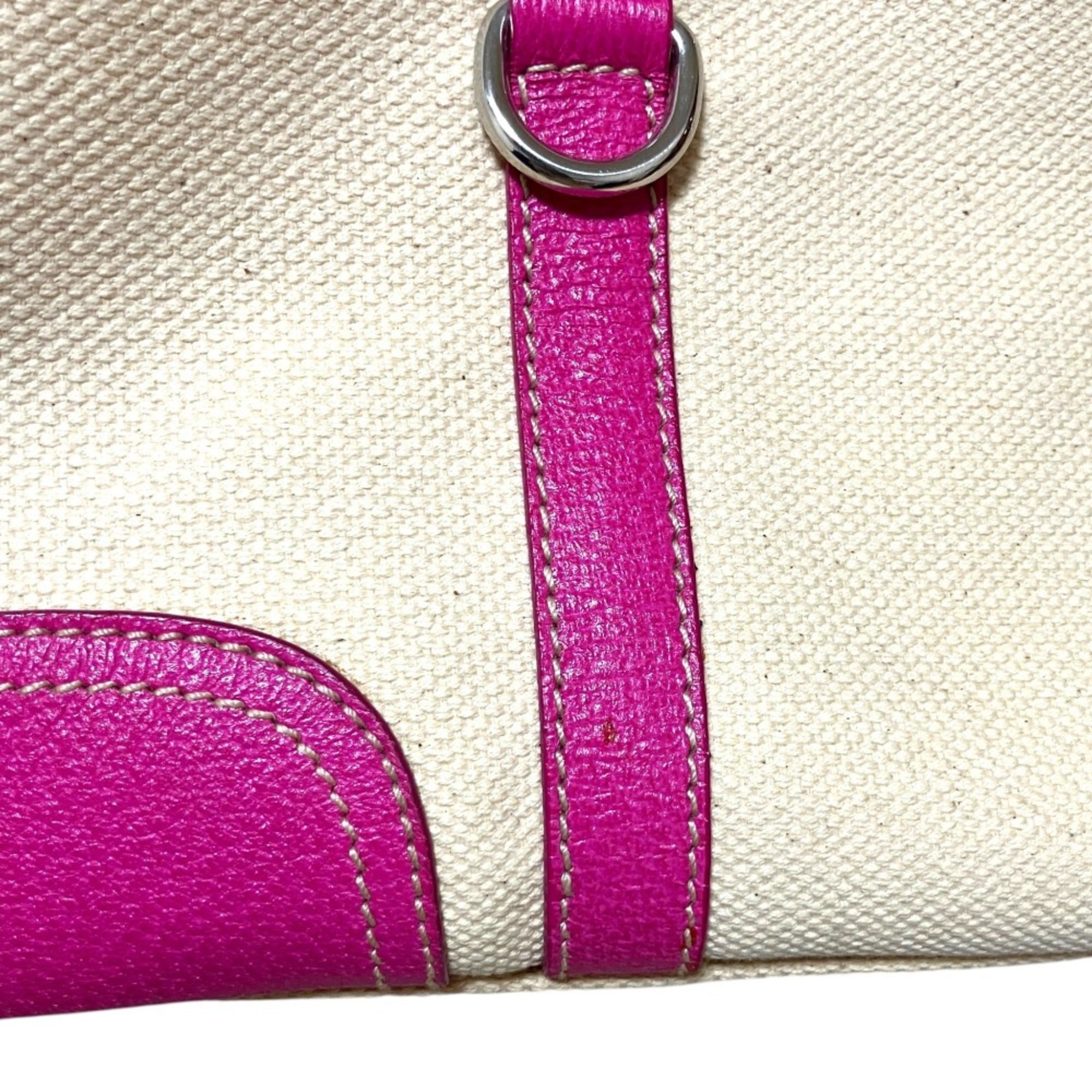 Prada Beige Pink Canvas Tote Bag (Pre-Owned)
