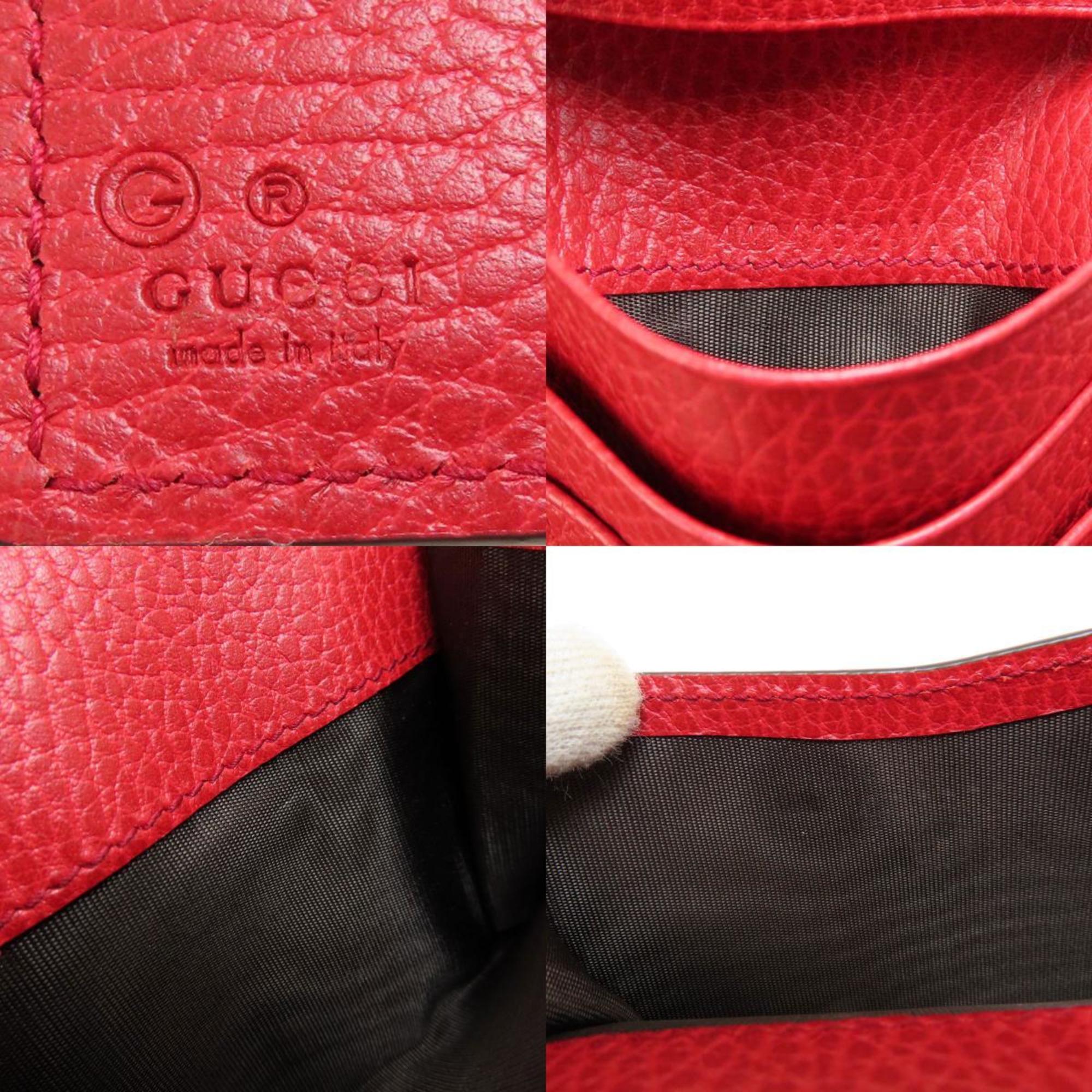 Gucci Red Color Leather Wallet (Bi-Fold) (Pre-Owned)