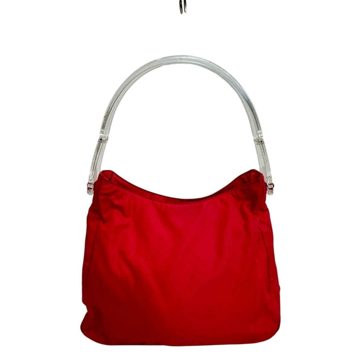 Prada Clear Red Color Nylon Plastic Shoulder Bag (Pre-Owned)