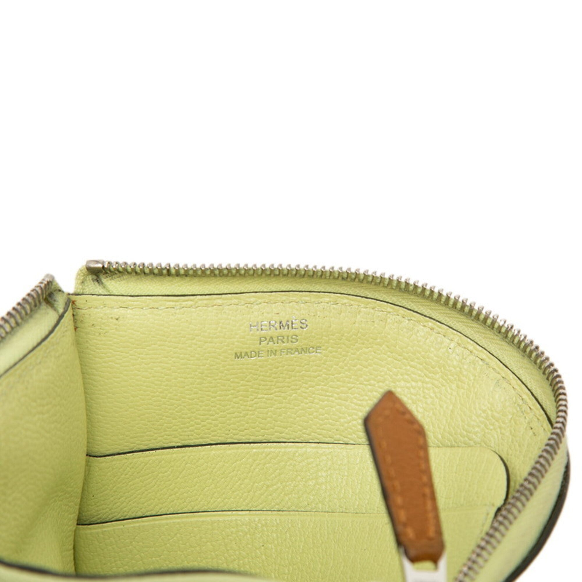 Hermes Brown Yellow Chevre Leather Coin Purse/Coin Case (Pre-Owned)