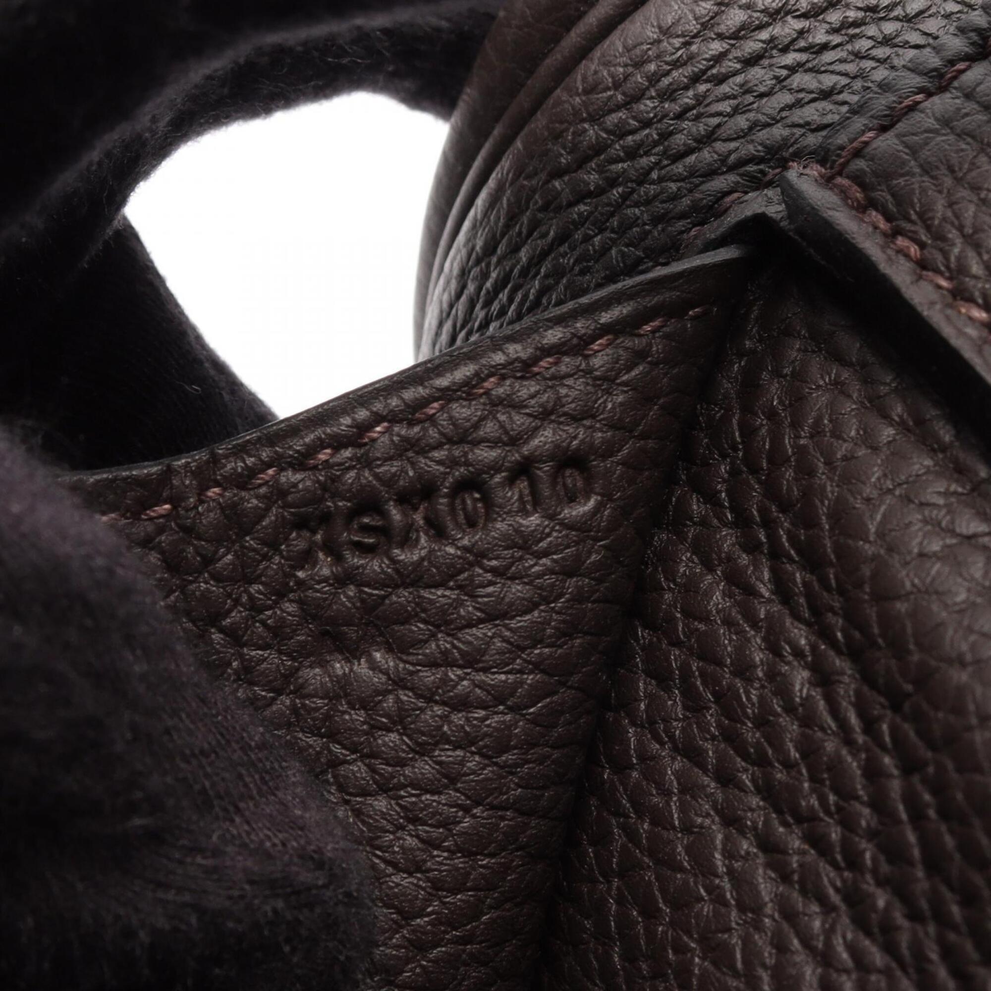 Hermes Brown Leather Boston Bag Handbag (Pre-Owned)